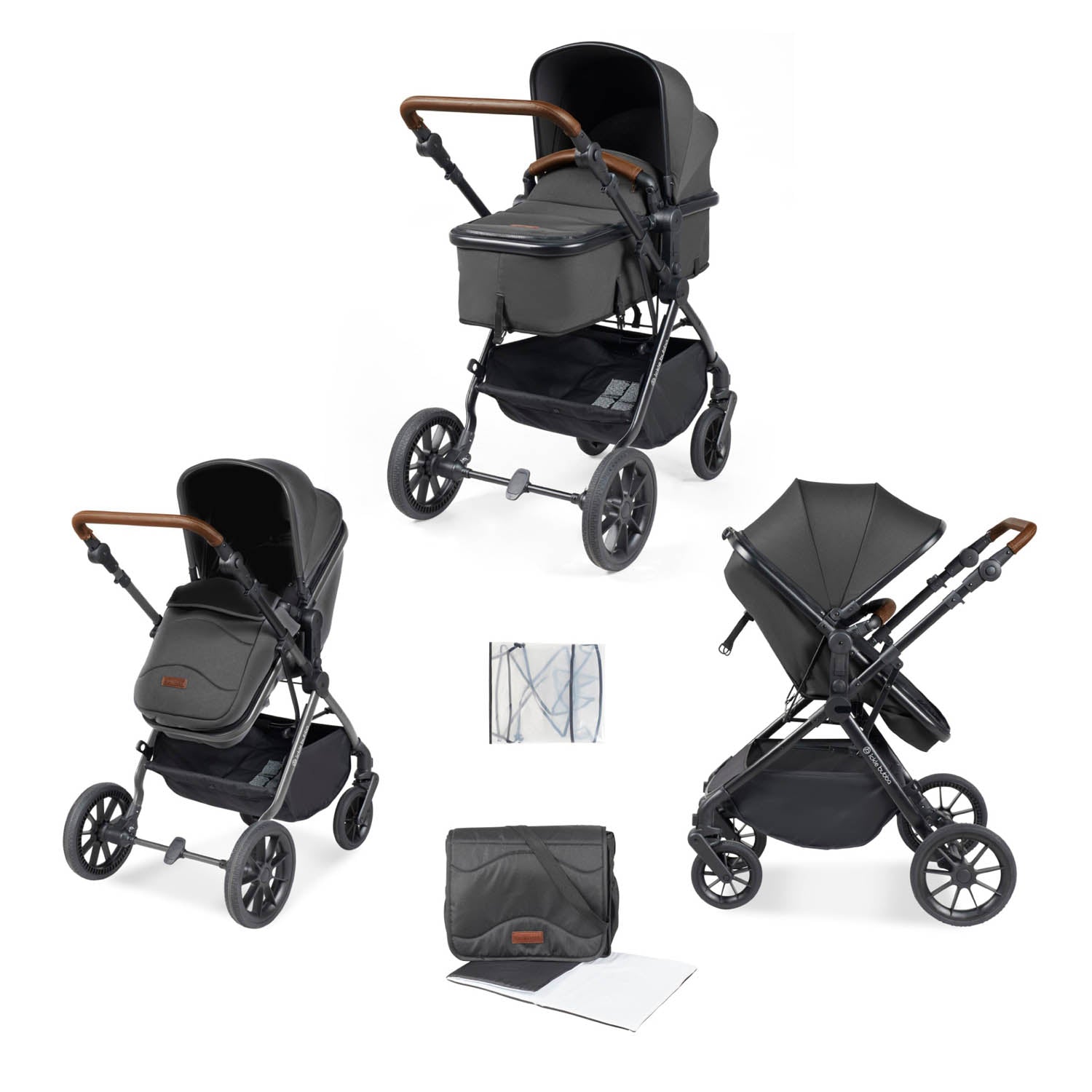 Ickle Bubba Cosmo 2 in 1 Pushchair - Black/Graphite Grey