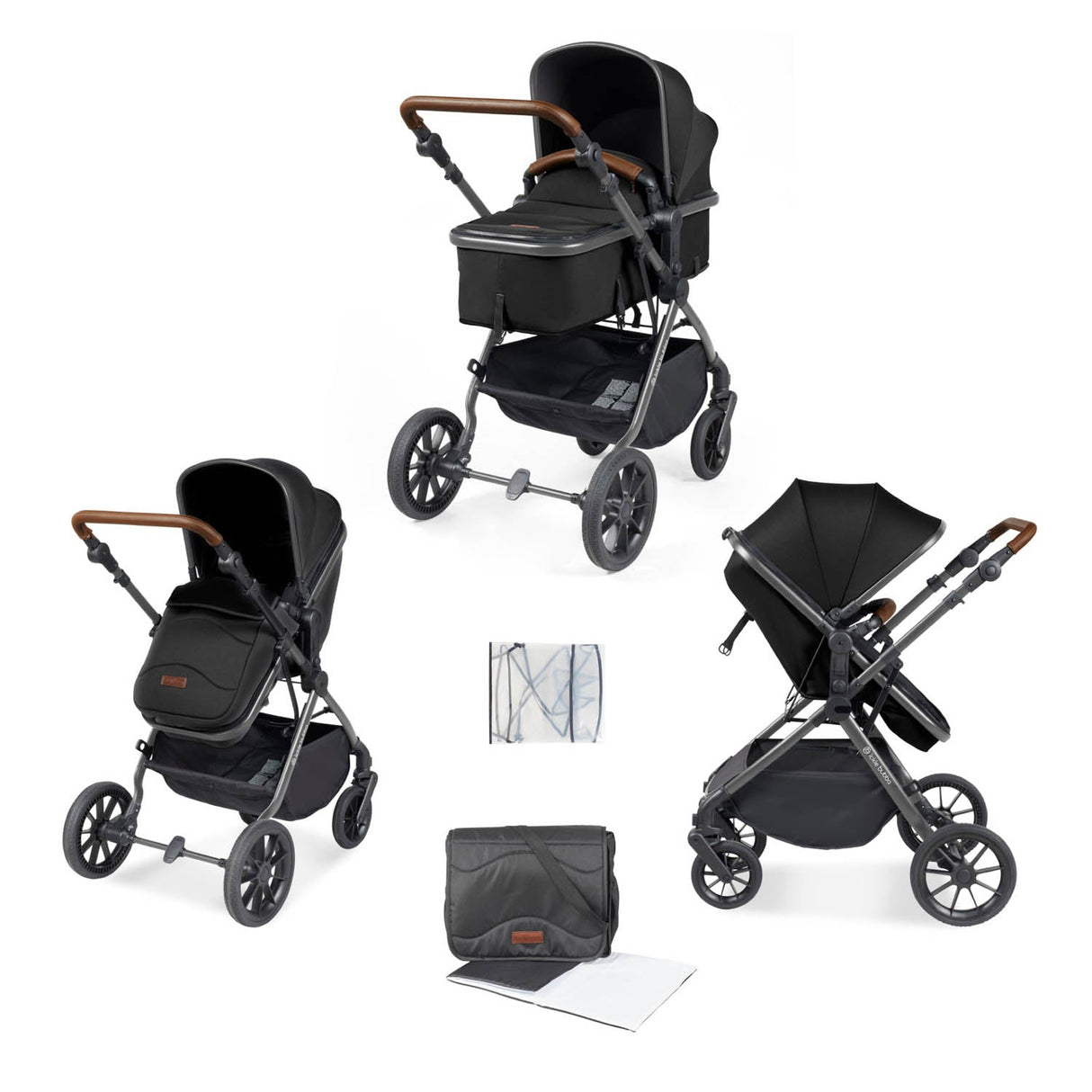 Ickle Bubba Cosmo 2 in 1 Pushchair - Gunmetal/Black