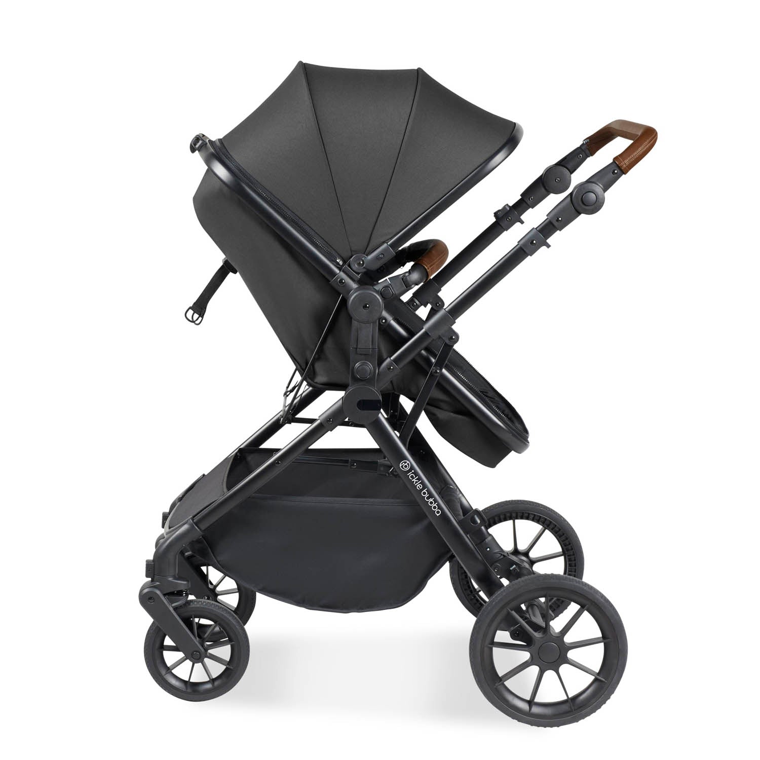 Ickle Bubba Cosmo All in One Stratus i-Size Travel System & Base - Black/Graphite Grey