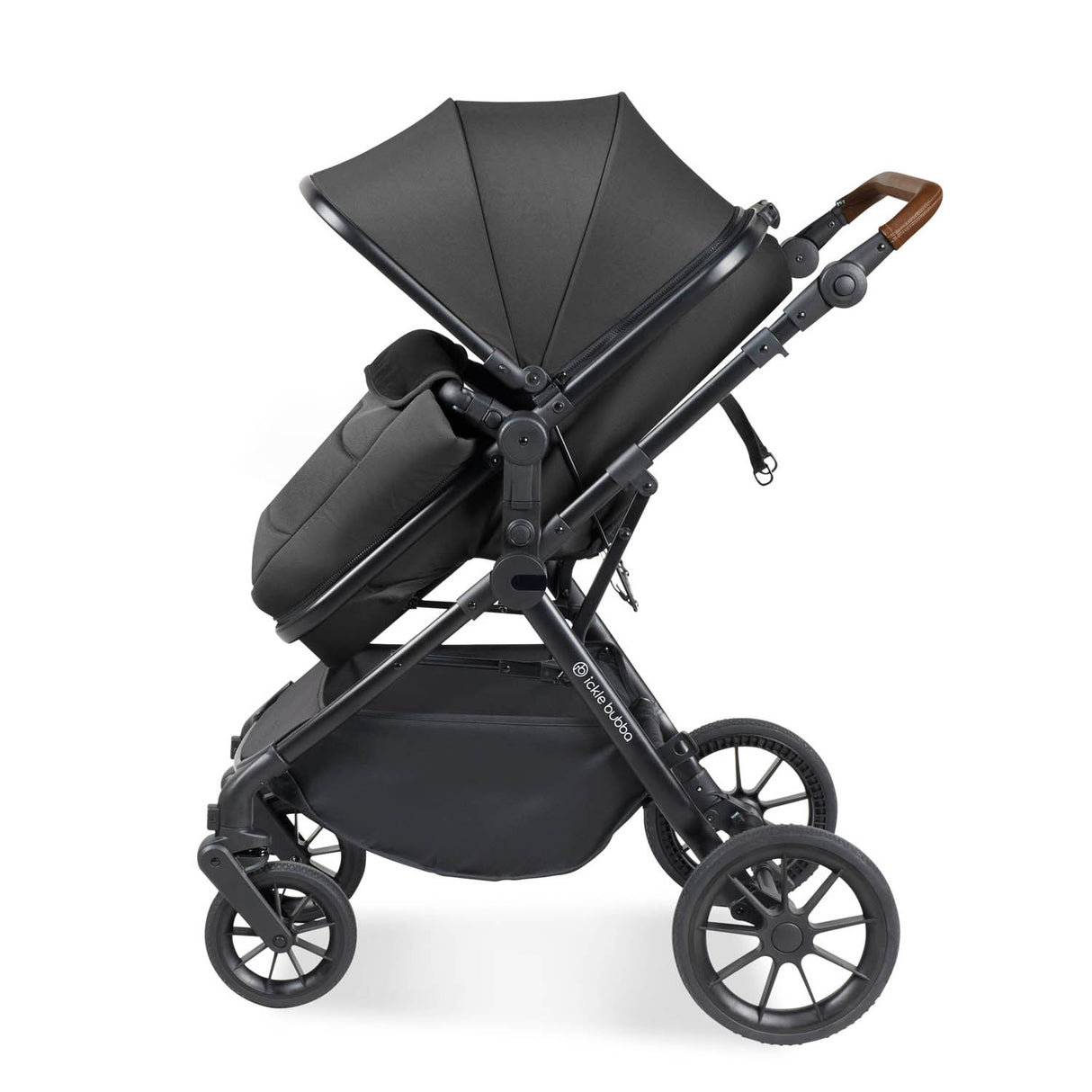 Ickle Bubba Cosmo All in One Stratus i-Size Travel System & Base - Black/Graphite Grey