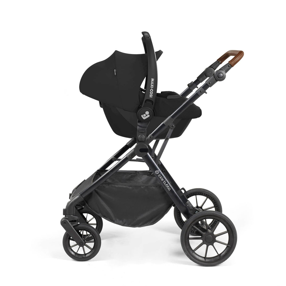 Ickle Bubba Cosmo 9 Piece Travel System with Maxi-Cosi CabrioFix i-Size Car Seat & Base - Black/Graphite Grey