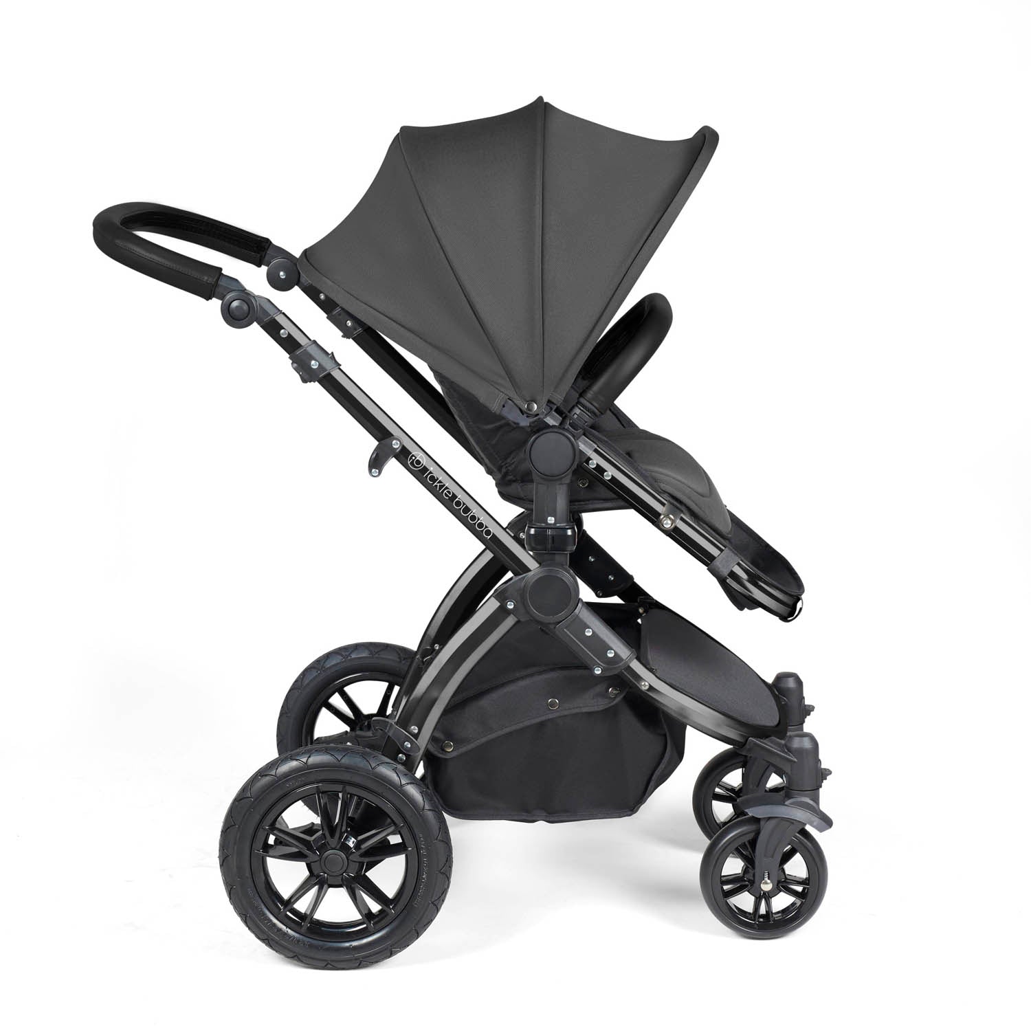 Ickle Bubba Stomp Luxe 9 Piece Pram Bundle - Black/Charcoal Grey/Black