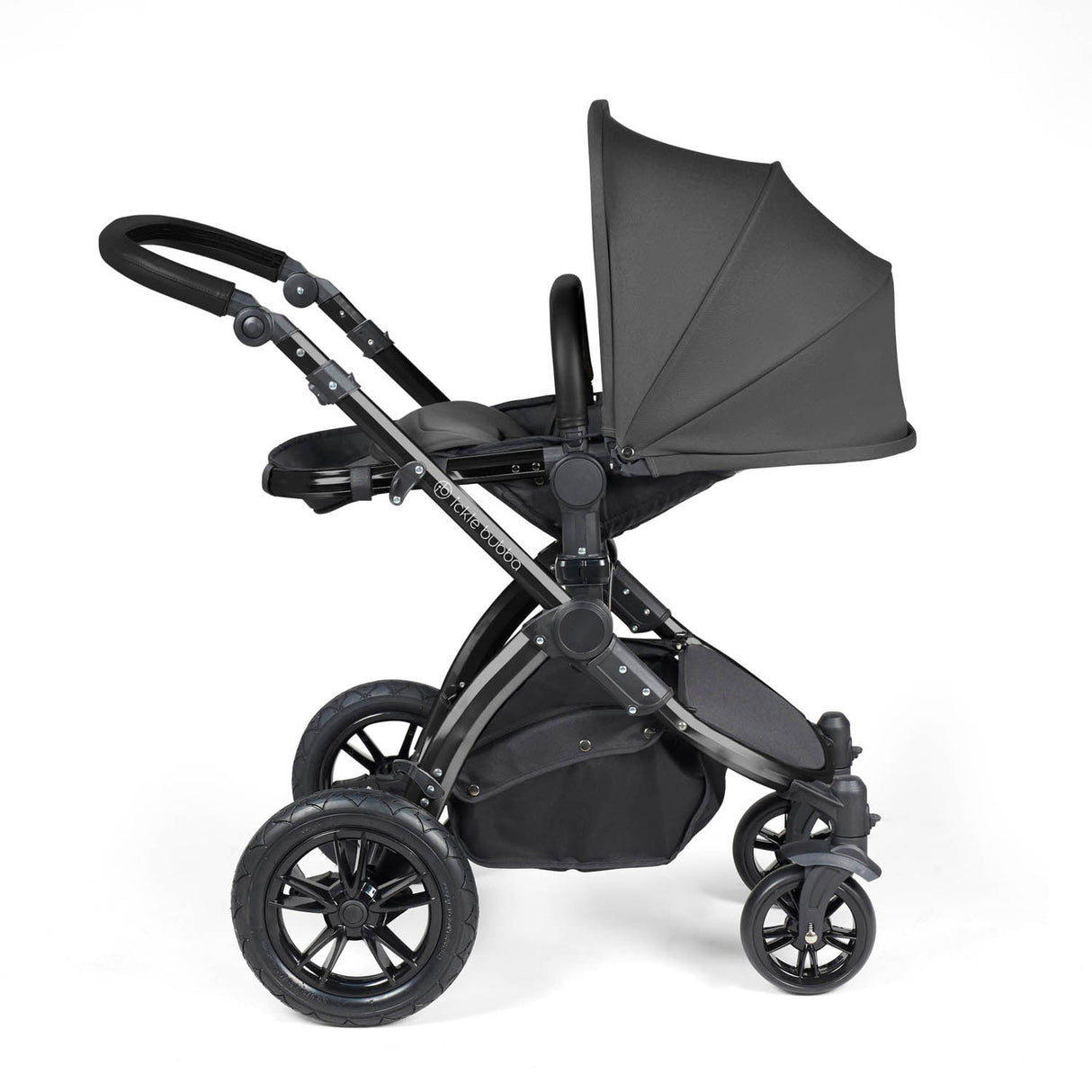 Ickle Bubba Stomp Luxe 9 Piece Pram Bundle - Black/Charcoal Grey/Black