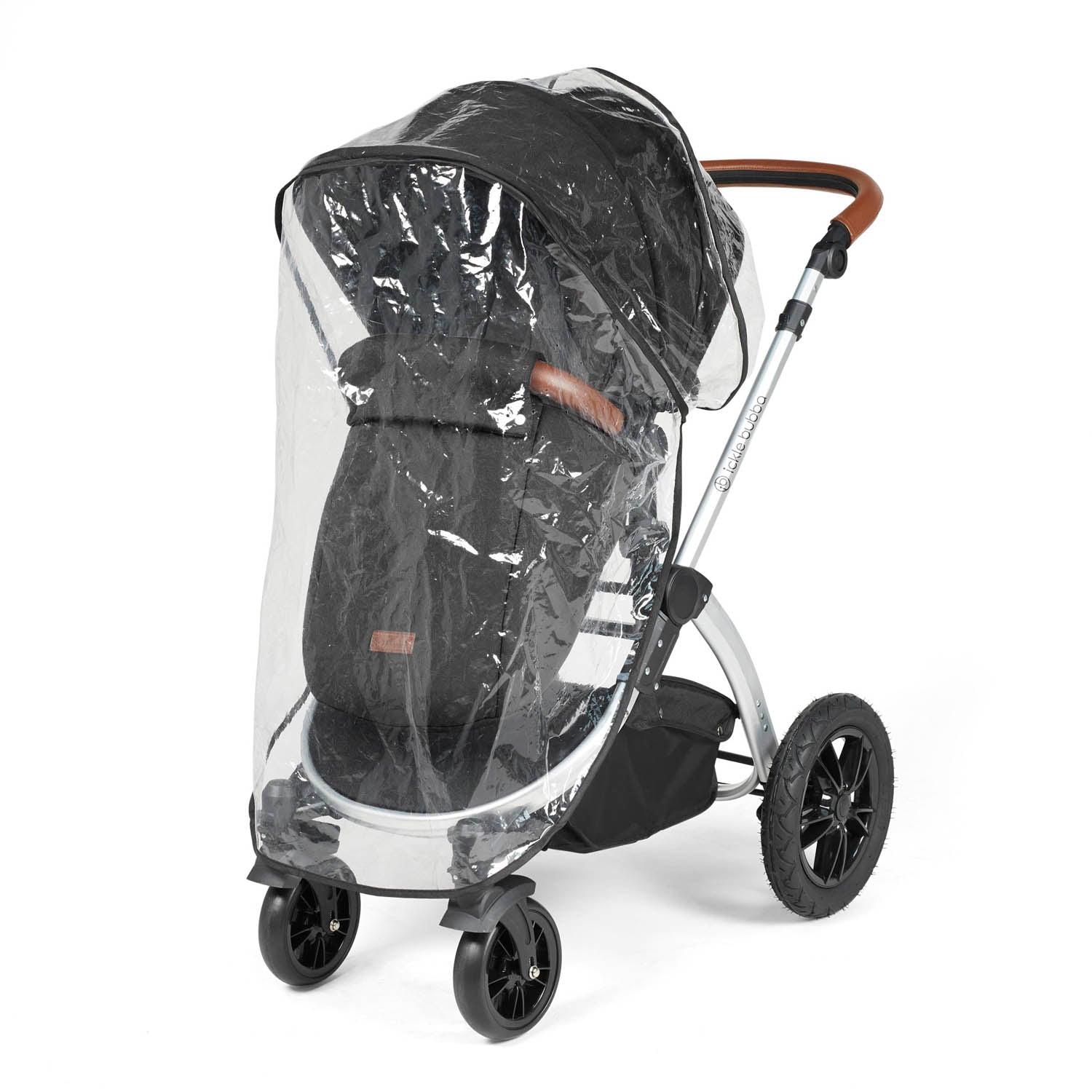 Ickle Bubba Stomp Luxe 9 Piece Pram Bundle - Silver/Midnight/Tan