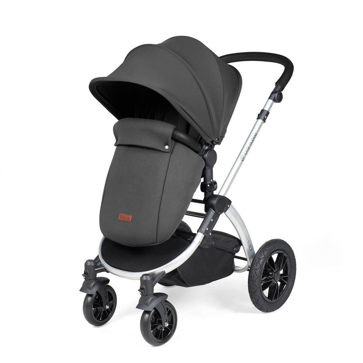 Ickle Bubba Stomp Luxe 9 Piece Pram Bundle - Silver/Charcoal Grey/Black