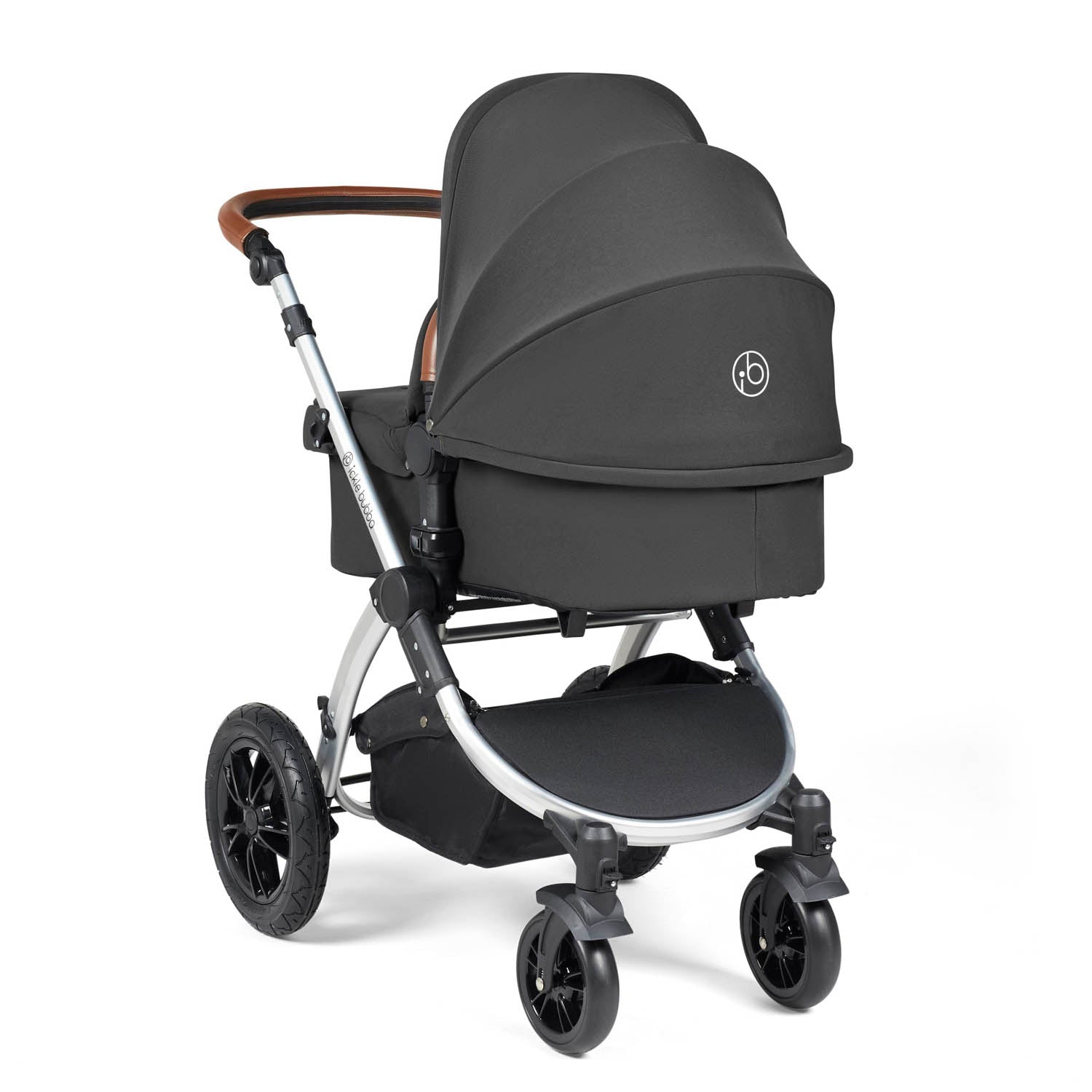 Ickle Bubba Stomp Luxe 9 Piece Pram Bundle - Silver/Charcoal Grey/Tan