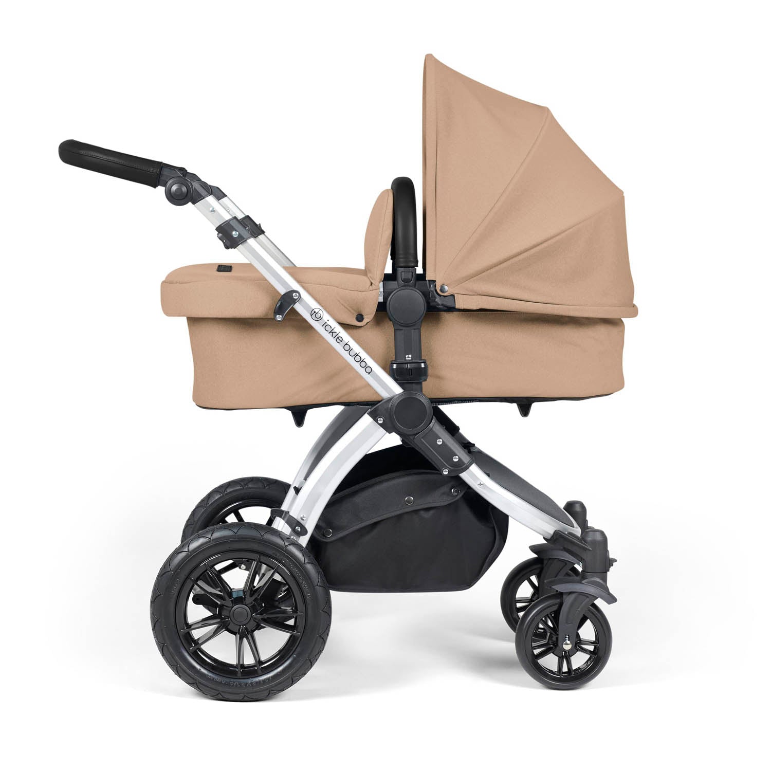 Ickle Bubba Stomp Luxe 9 Piece Pram Bundle - Silver/Desert/Black