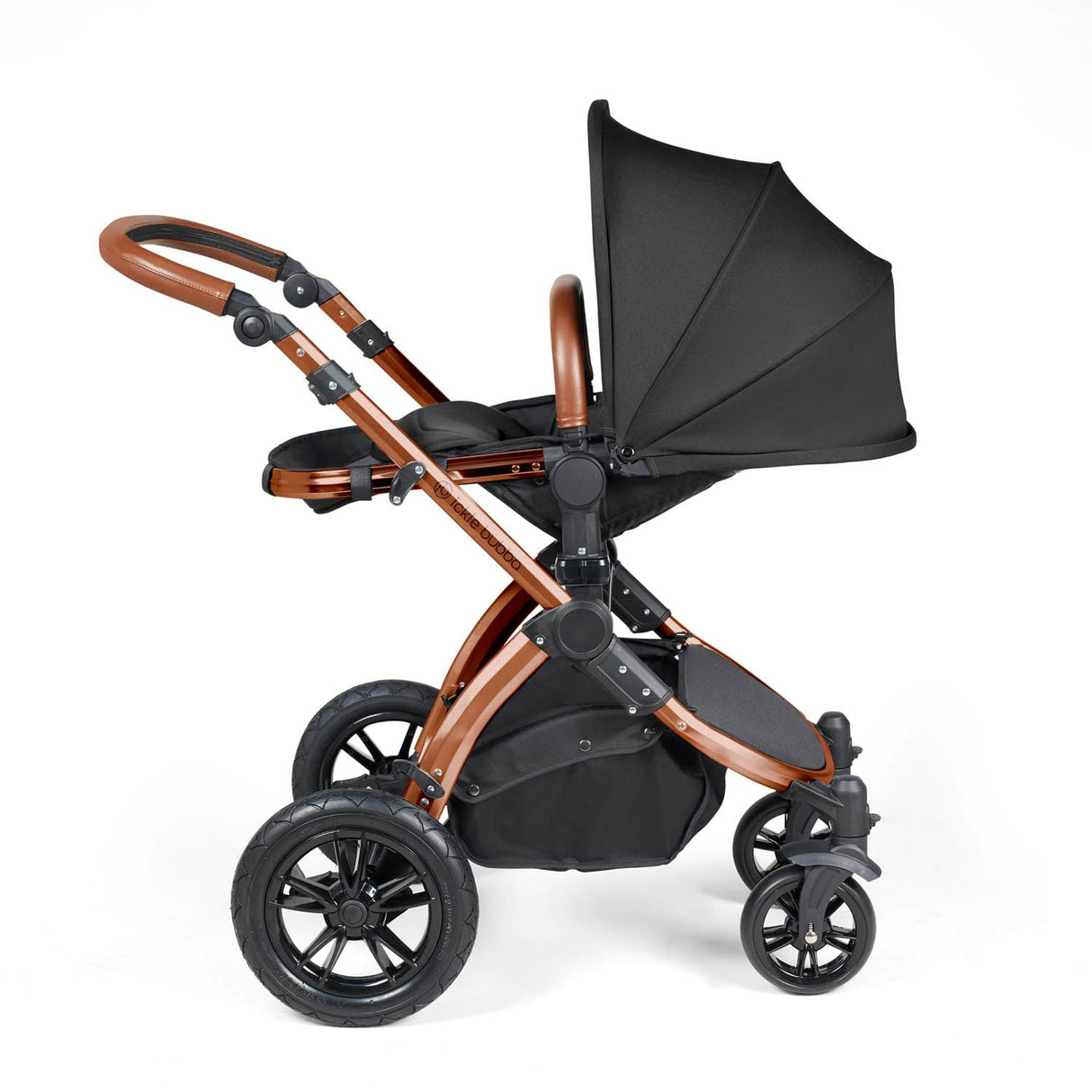 Ickle Bubba Stomp Luxe 12 Piece Travel System with i-Size Stratus Car Seat & Base - Bronze/Midnight/Tan