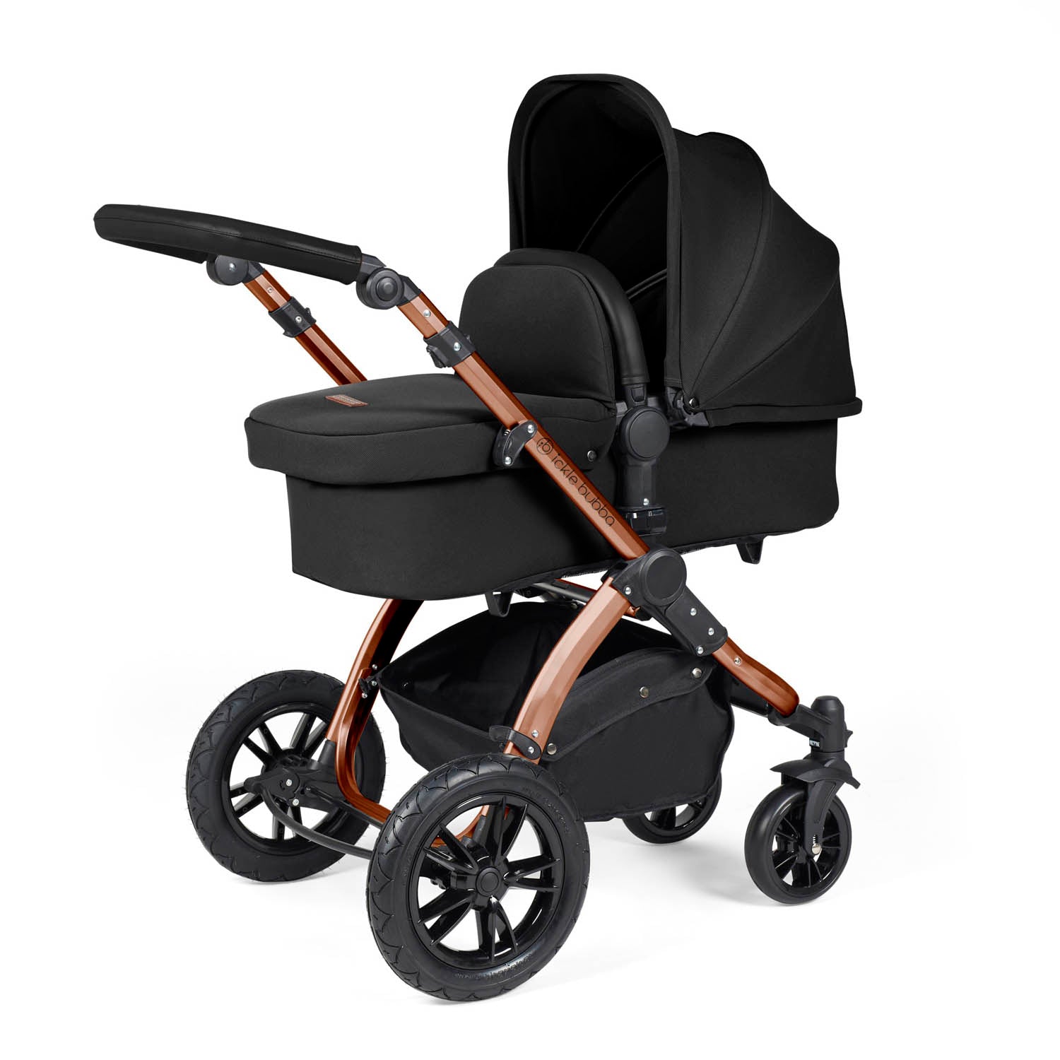 Ickle Bubba Stomp Luxe 12 Piece Travel System with i-Size Stratus Car Seat & Base - Bronze/Midnight/Black
