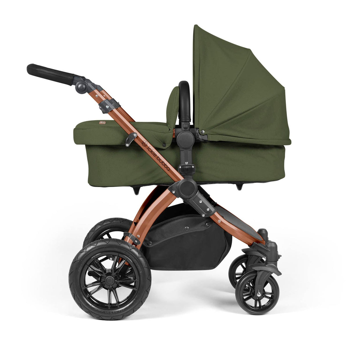 Ickle Bubba Stomp Luxe 12 Piece Travel System with i-Size Stratus Car Seat & Base - Bronze/Woodland/Black