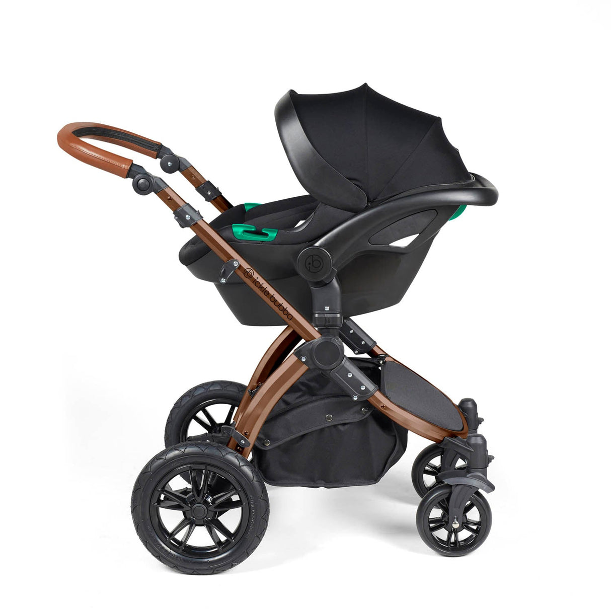 Ickle Bubba Stomp Luxe 12 Piece Travel System with i-Size Nimbus Car Seat & Spin Base - Bronze/Woodland/Tan
