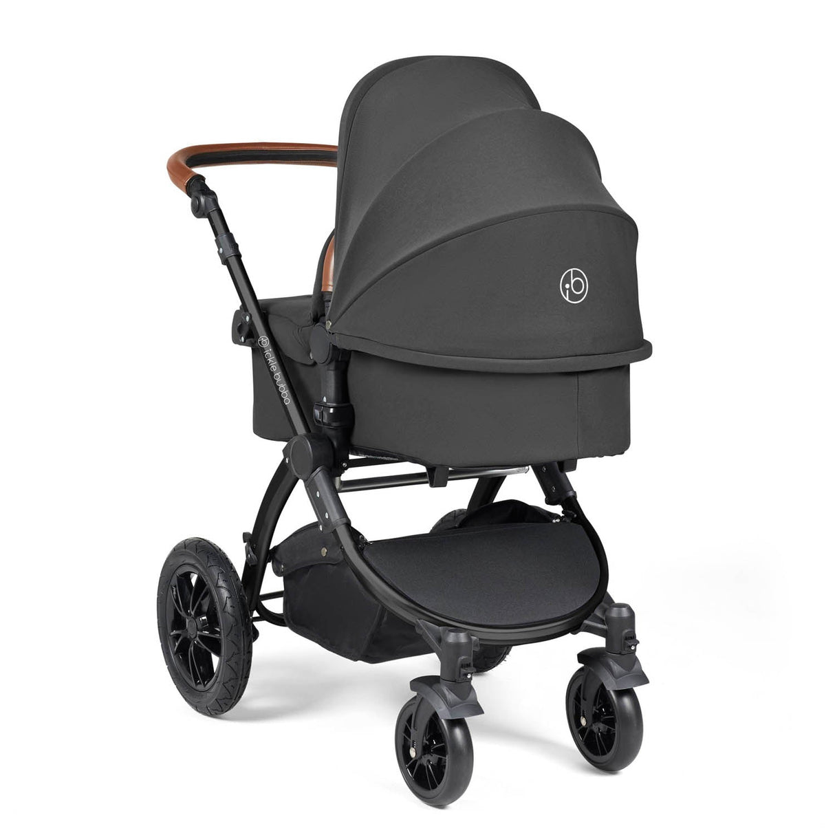 Ickle Bubba Stomp Luxe 12 Piece Travel System with i-Size Nimbus Car Seat & Spin Base - Black/Charcoal Grey/Tan