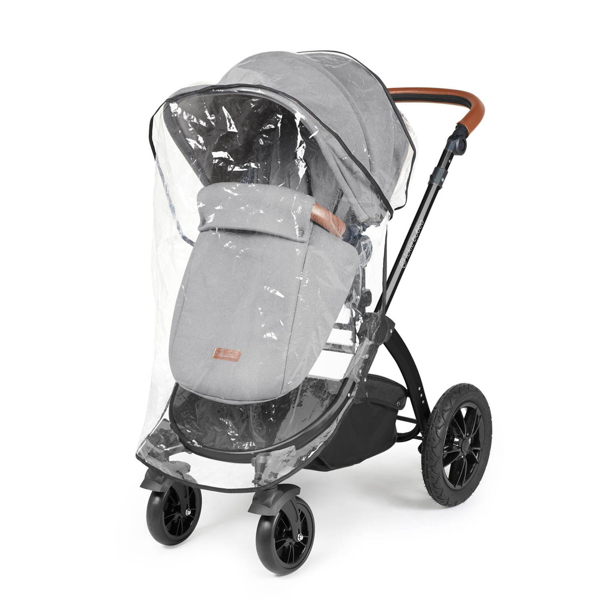 Ickle Bubba Stomp Luxe 12 Piece Travel System with i-Size Nimbus Car Seat & Spin Base - Black/Pearl Grey/Tan