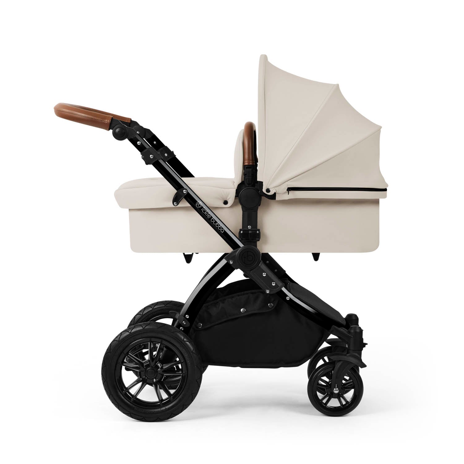 Ickle Bubba Stomp Luxe 12 Piece Travel System with Maxi-Cosi Cabriofix i-Size & Base - Black/Stone/Tan