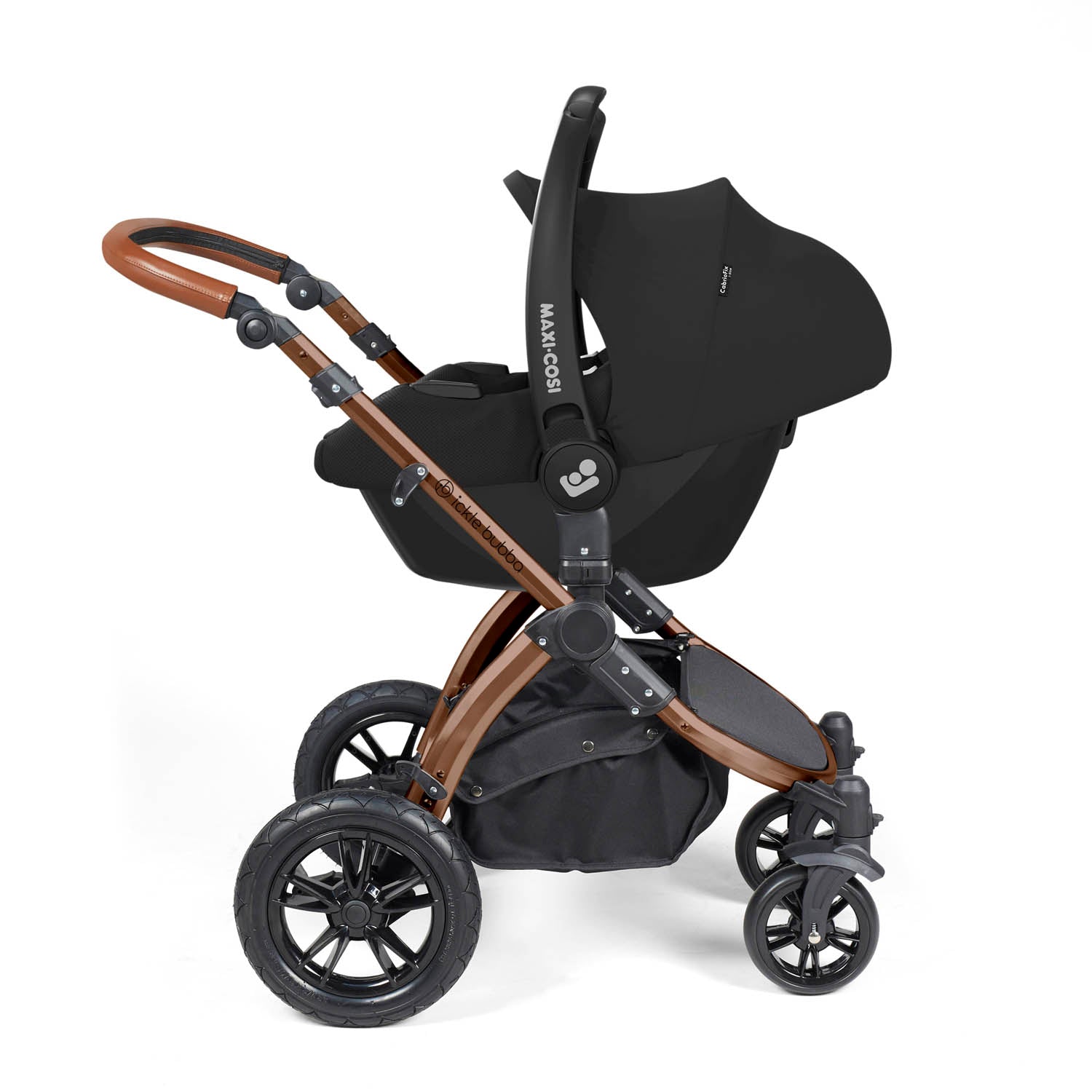 Ickle Bubba Stomp Luxe 12 Piece Travel System with Maxi-Cosi Cabriofix i-Size & Base - Bronze/Woodland/Tan