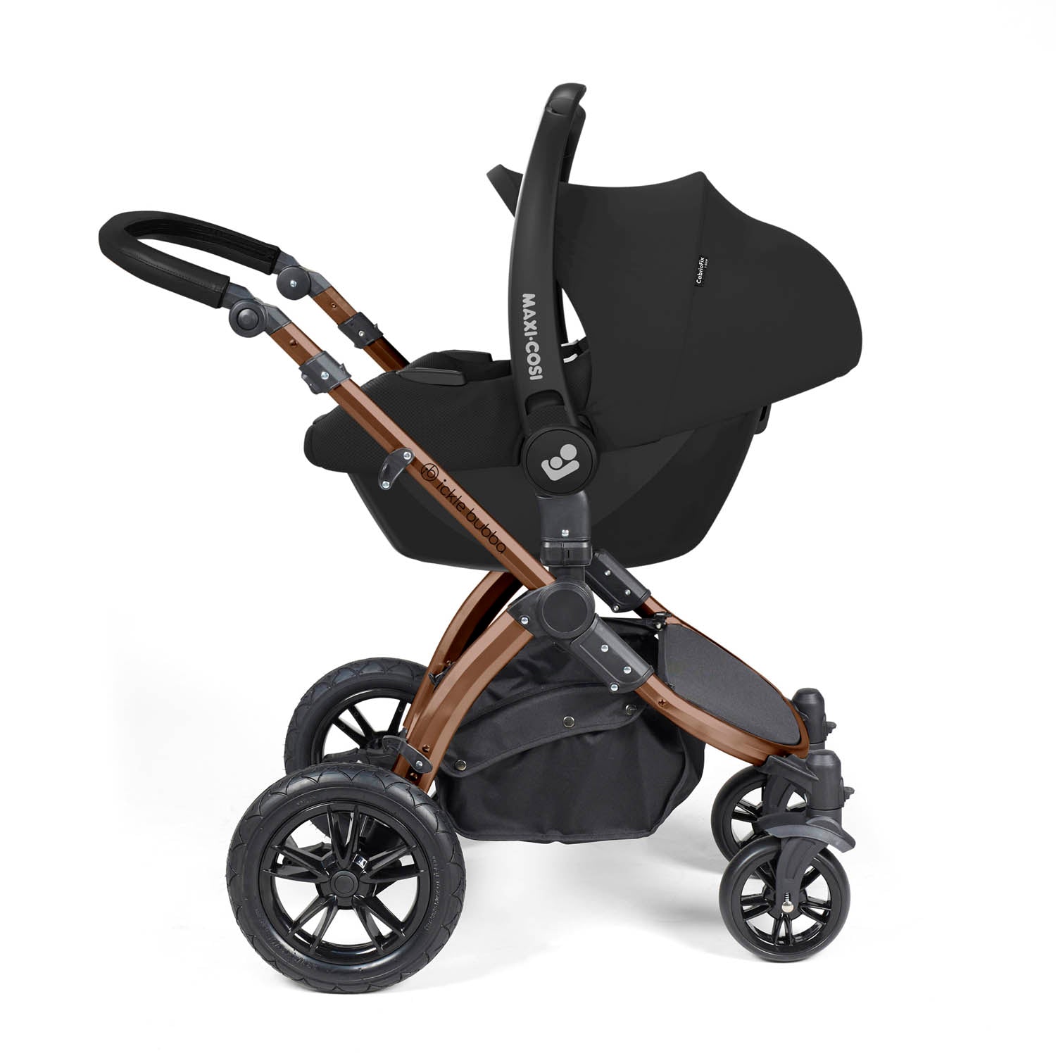 Ickle Bubba Stomp Luxe 12 Piece Travel System with Maxi-Cosi Cabriofix i-Size & Base - Bronze/Midnight/Black
