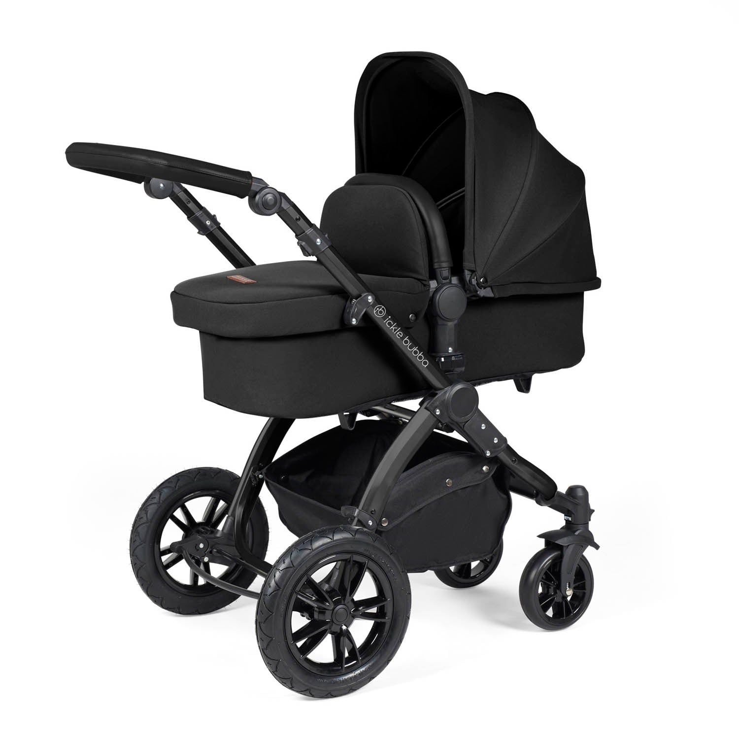 Ickle Bubba Stomp Luxe 12 Piece Travel System with Maxi-Cosi Cabriofix i-Size & Base - Black/Midnight/Black