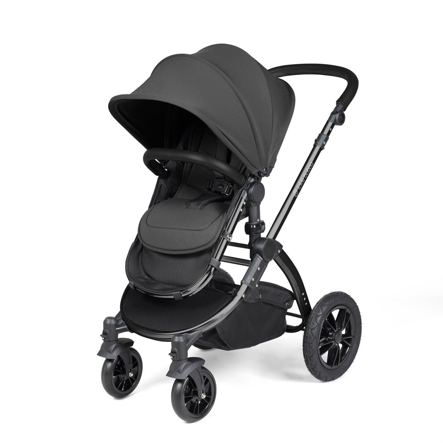 Ickle Bubba Stomp Luxe 12 Piece Travel System with Maxi-Cosi Cabriofix i-Size & Base - Black/Charcoal Grey/Black