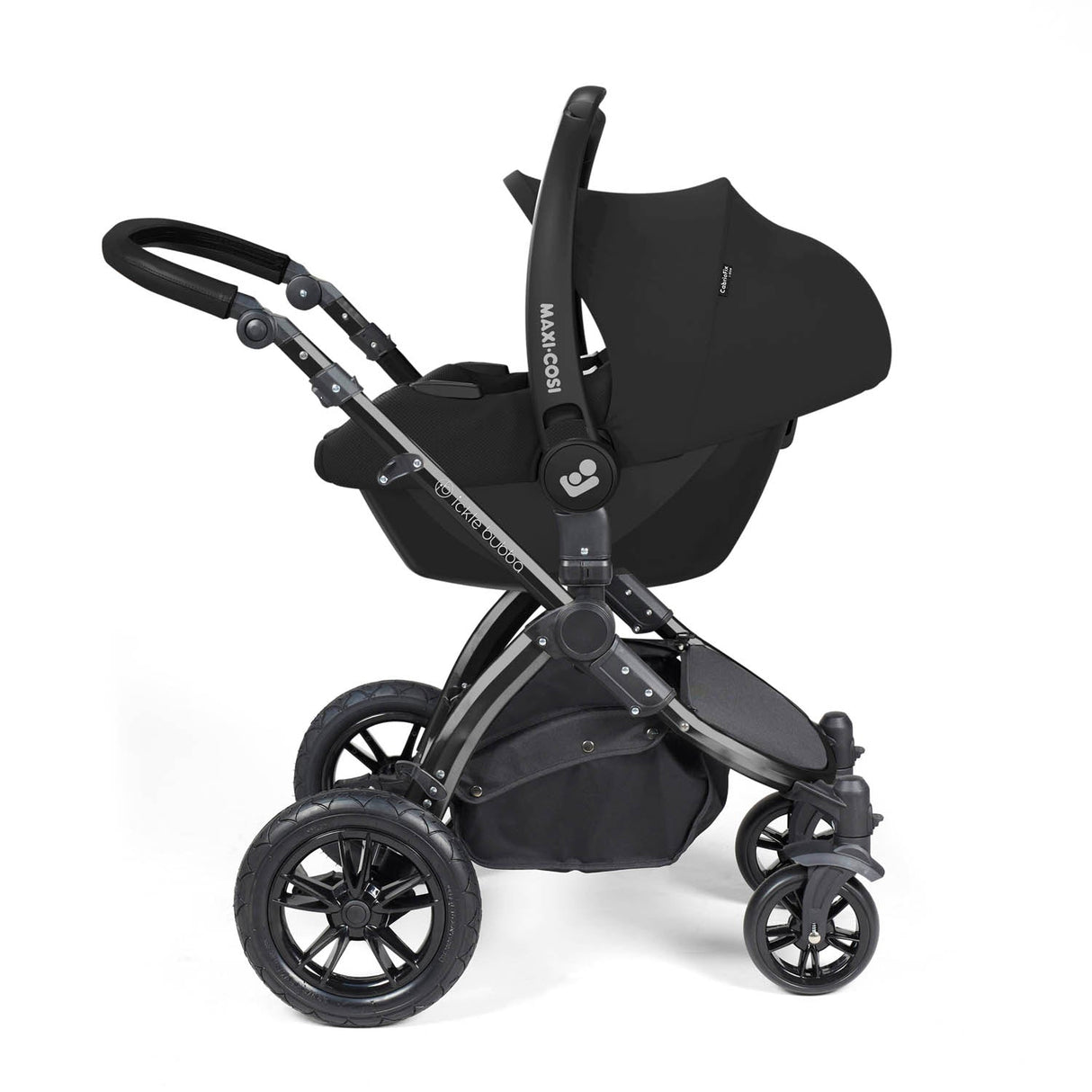 Ickle Bubba Stomp Luxe 12 Piece Travel System with Maxi-Cosi Cabriofix i-Size & Base - Black/Desert/Black