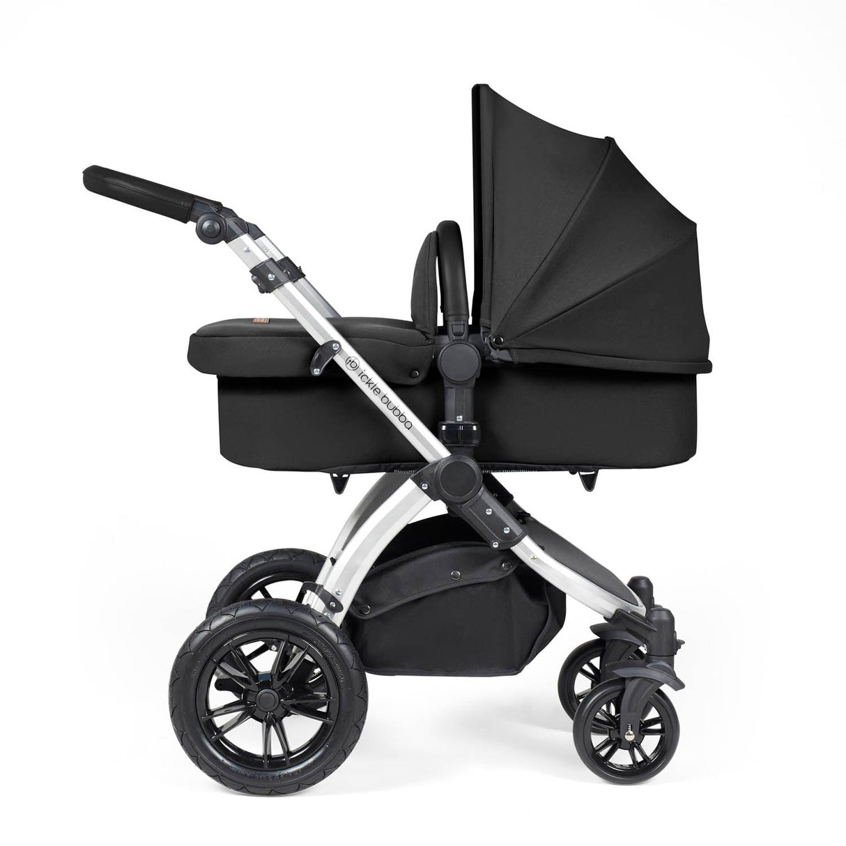 Ickle Bubba Stomp Luxe 12 Piece Travel System with Maxi-Cosi Cabriofix i-Size & Base - Silver/Midnight/Black