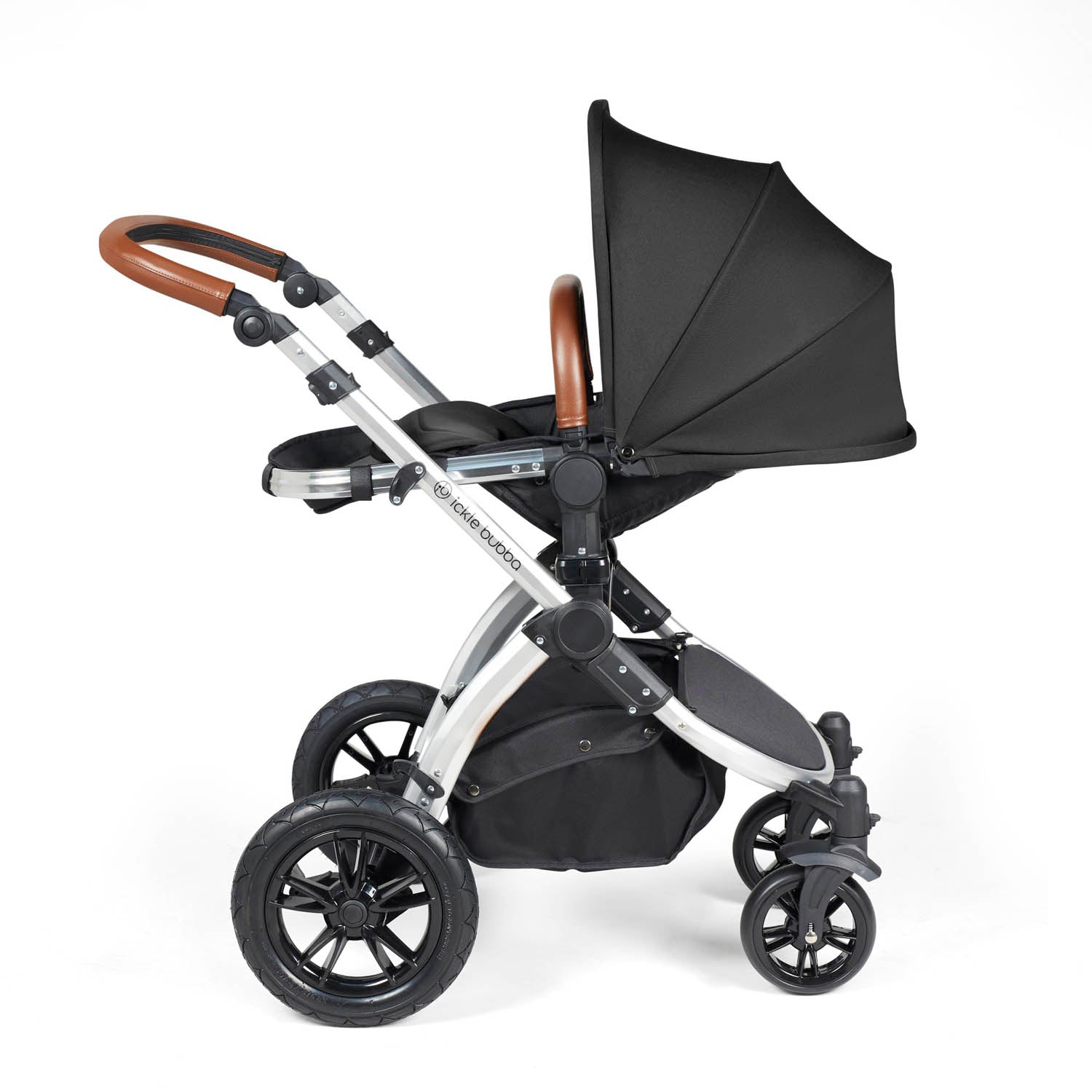 Ickle Bubba Stomp Luxe 12 Piece Travel System with Maxi-Cosi Cabriofix i-Size & Base - Silver/Midnight/Tan