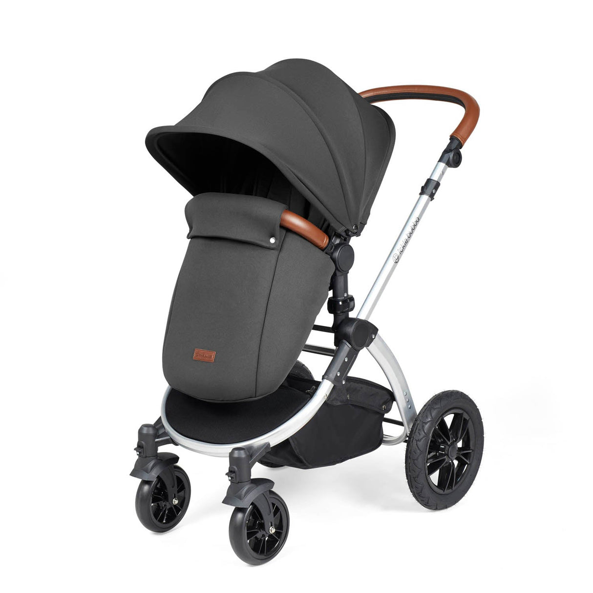 Ickle Bubba Stomp Luxe 12 Piece Travel System with Maxi-Cosi Cabriofix i-Size & Base - Silver/Charcoal Grey/Tan