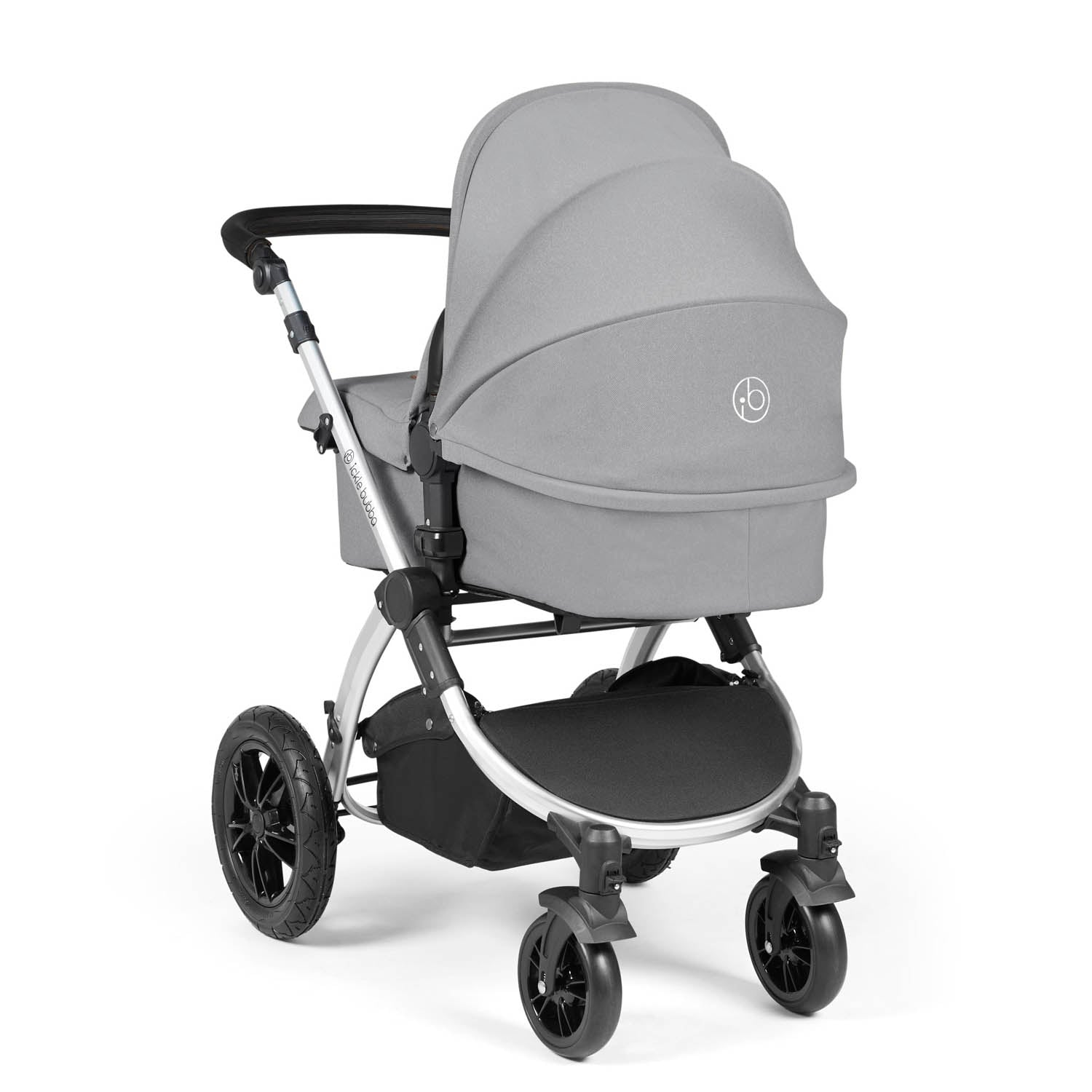 Ickle Bubba Stomp Luxe 12 Piece Travel System with Maxi-Cosi Cabriofix i-Size & Base - Silver/Pearl Grey/Black