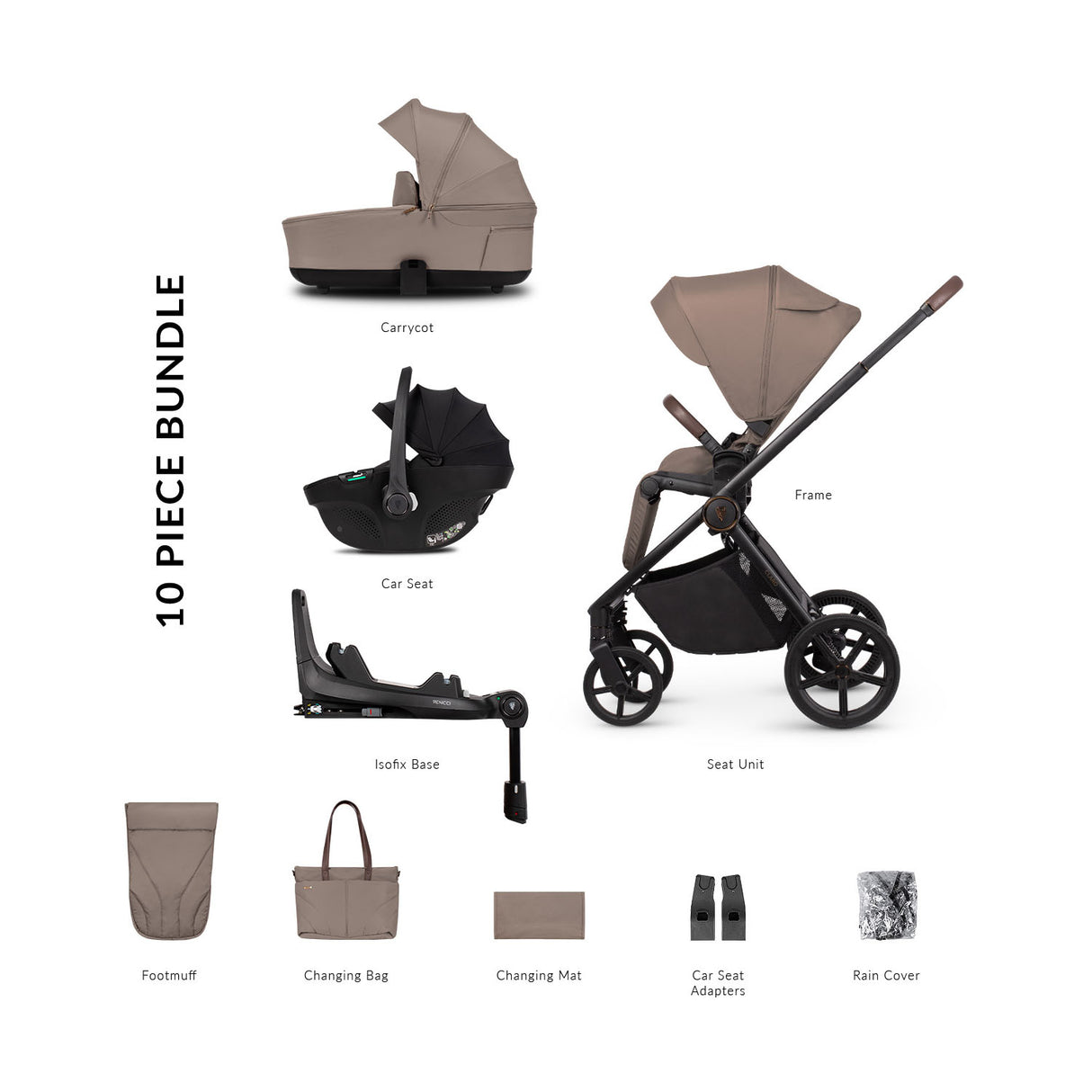 Venicci Claro Complete Travel System Bundle + 360 Isofix Base - Almond