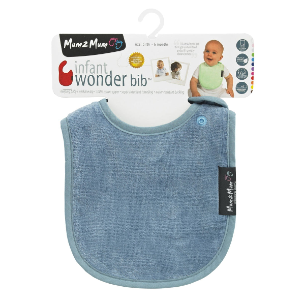 Mum 2 Mum Infant Wonder Bib - Denim Blue