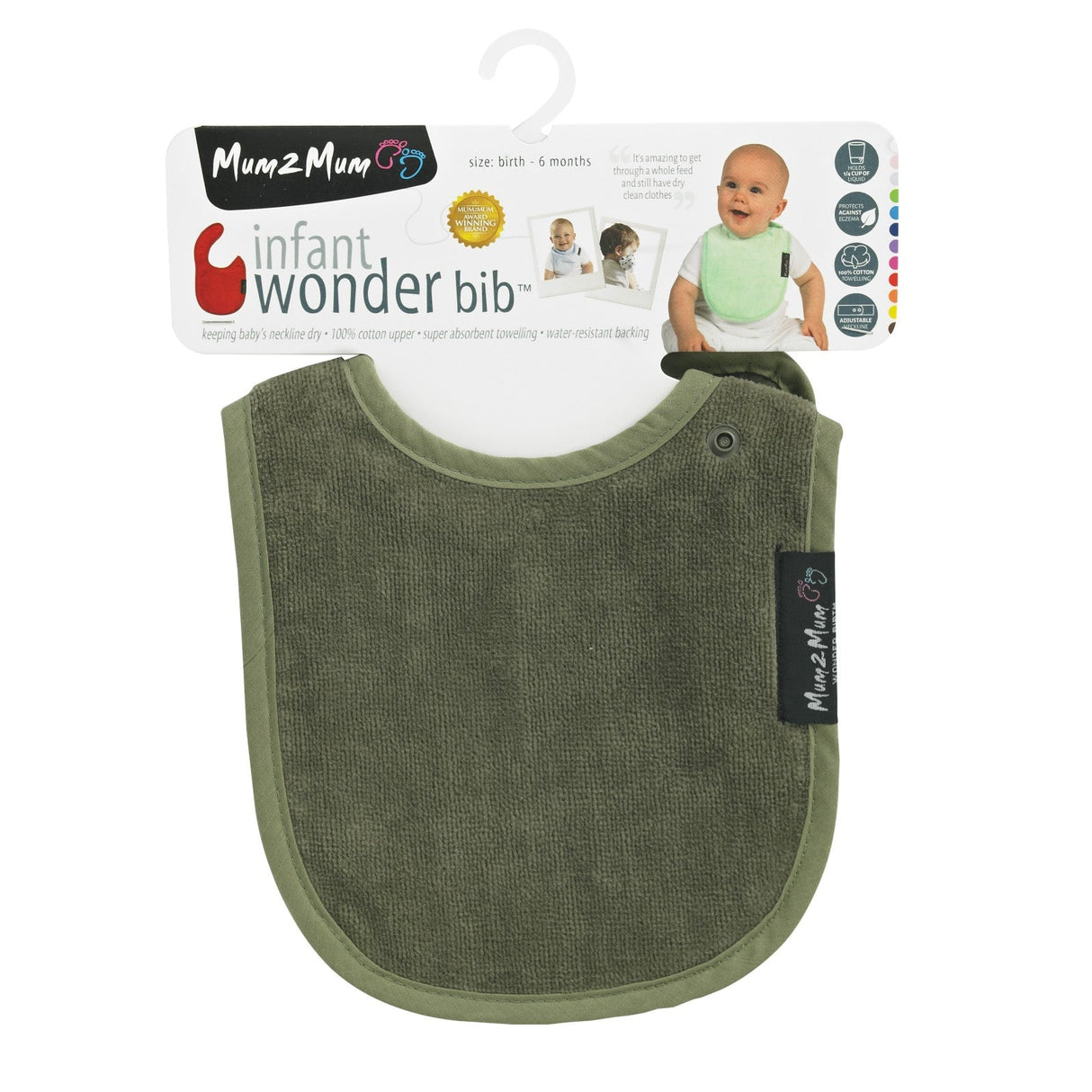 Mum 2 Mum Infant Wonder Bib - Olive Green