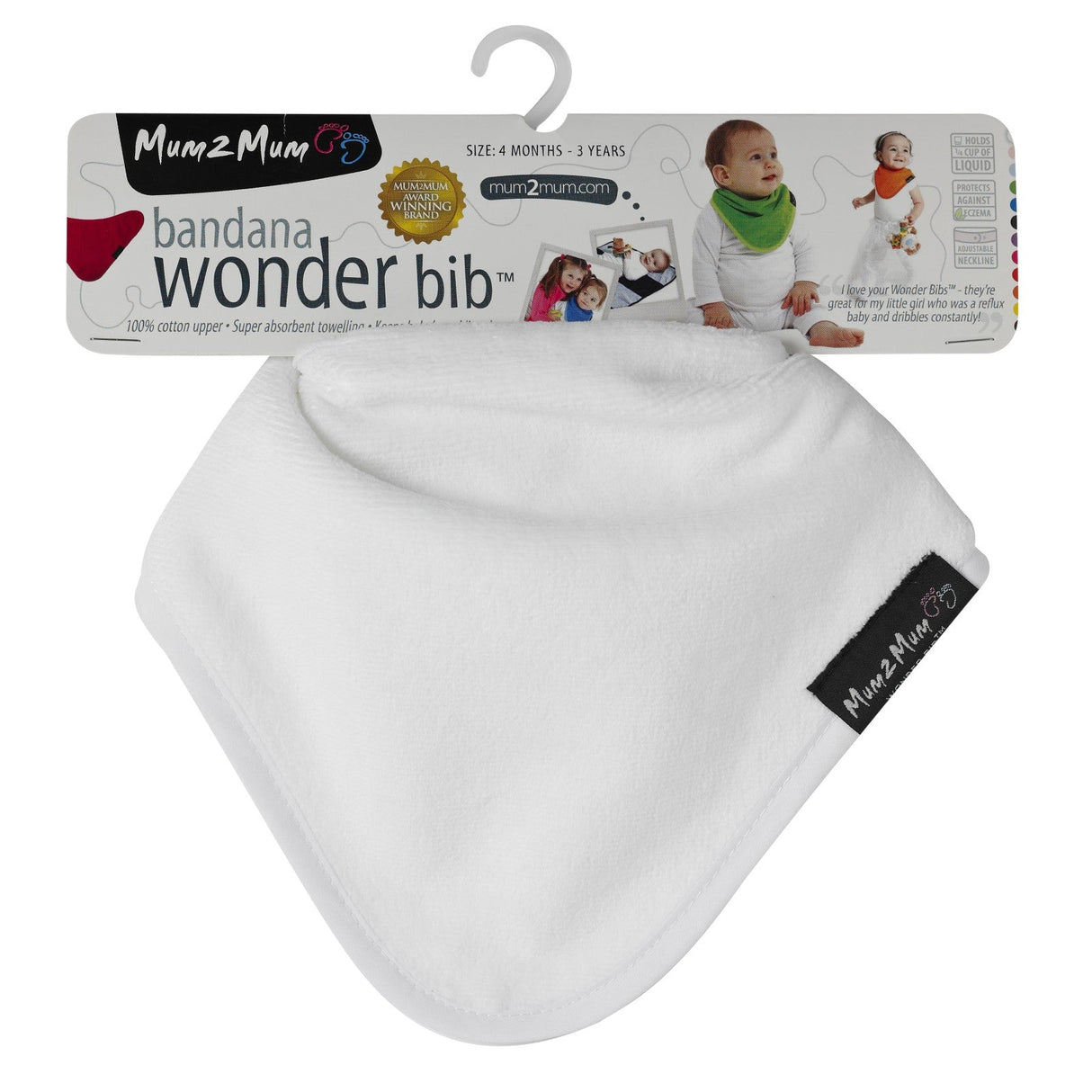 Mum 2 Mum Bandana Style Wonder Bib - White