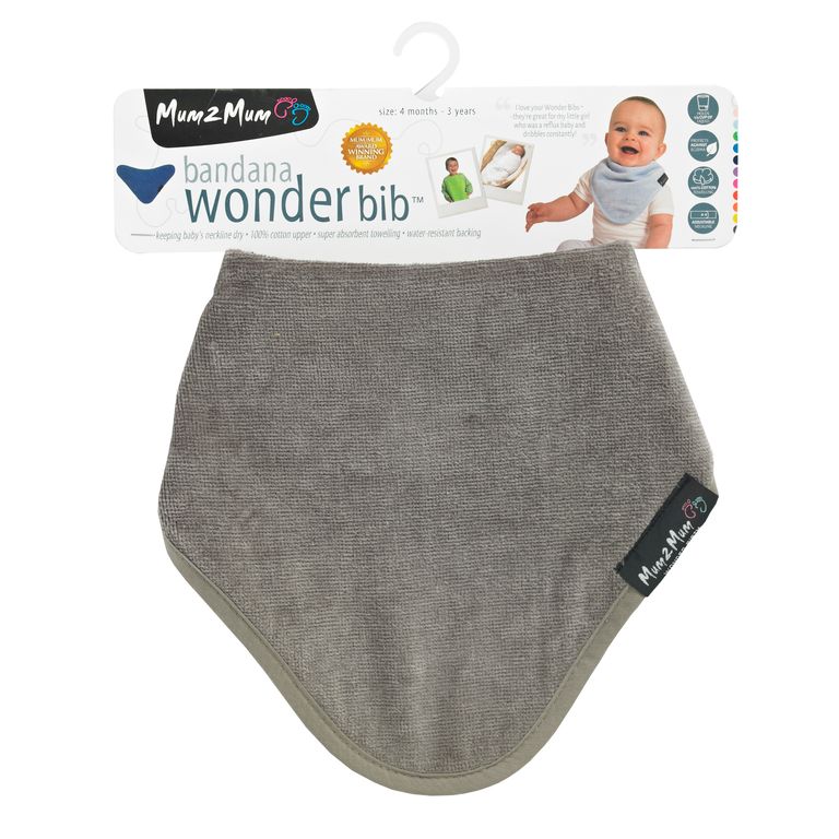 Mum 2 Mum Bandana Style Wonder Bib - Mushroom Grey/Brown