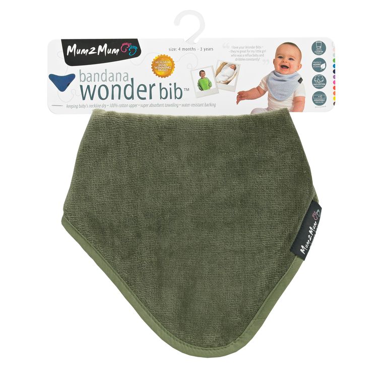 Mum 2 Mum Bandana Style Wonder Bib - Olive Green