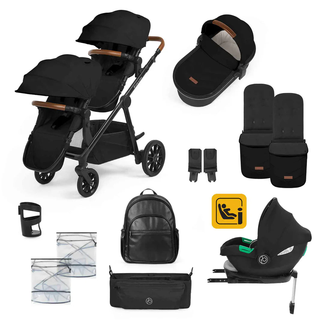 Ickle Bubba Virgo Growing Family 14 Piece Travel System with Cirrus i-Size Car Seat & Base - Black