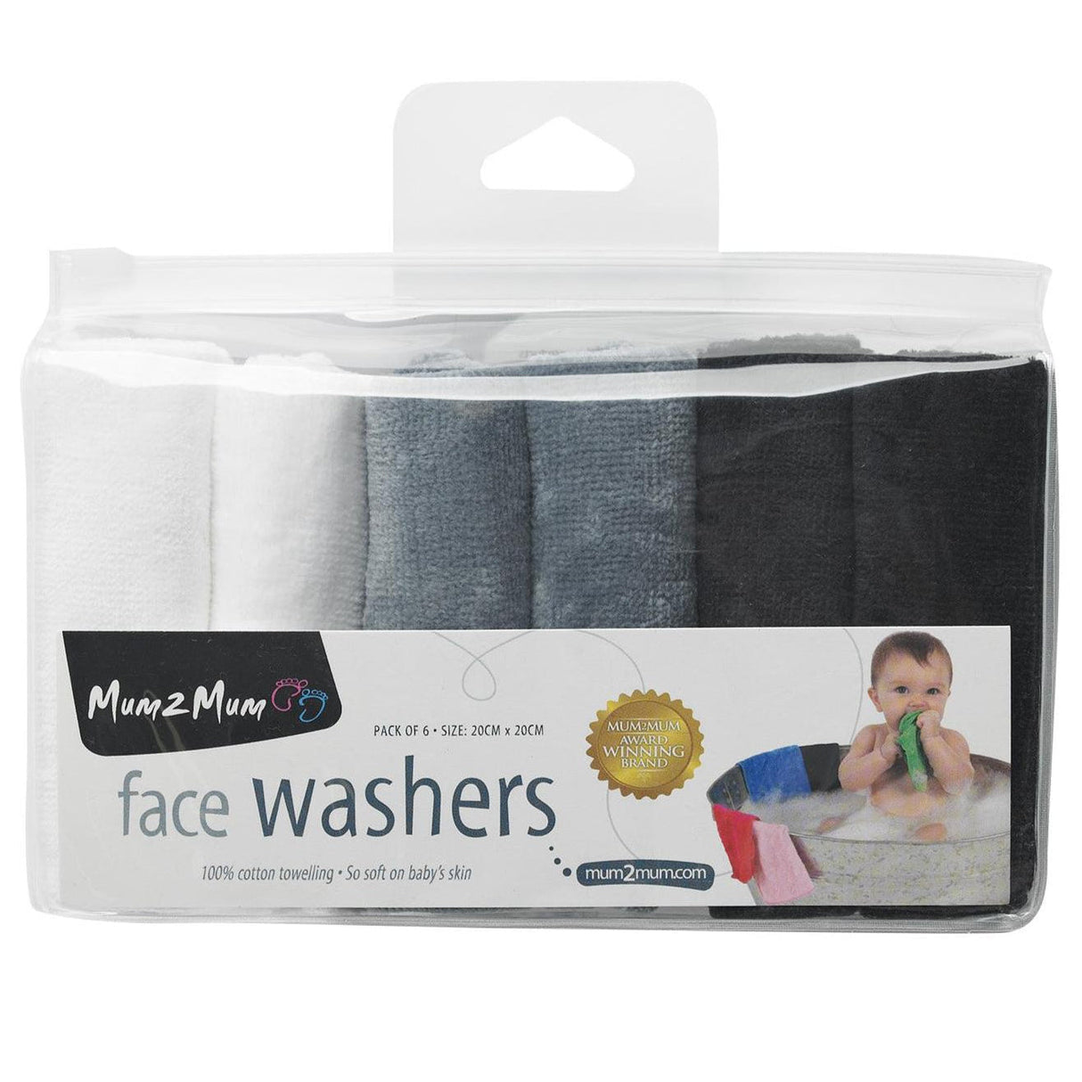 Mum 2 Mum Cotton Facewashers / Reusable Wipes - 6 Pack - MARBLE
