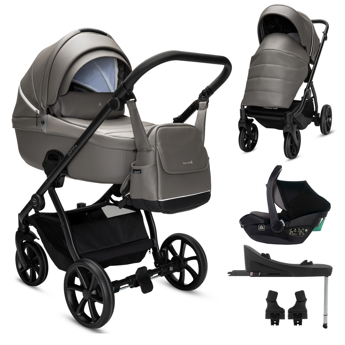 Noordi Fjordi V2 Leather - 3in1 Travel System with Travel Carrier i-Size Car Seat