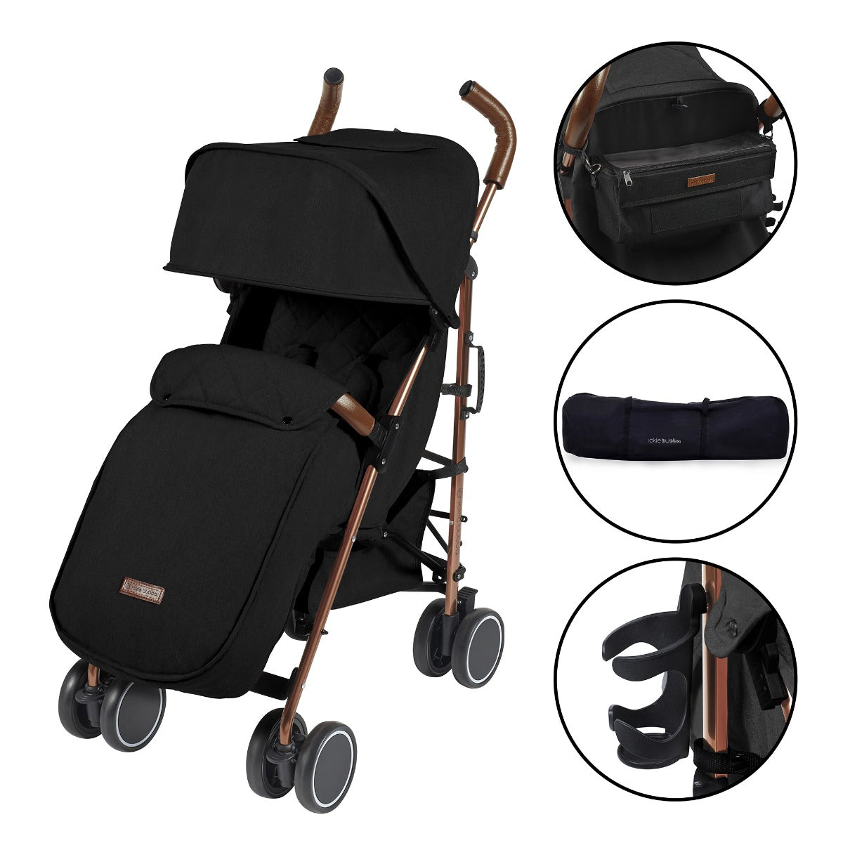 Ickle Bubba Discovery Prime Stroller - Rose Gold/Black
