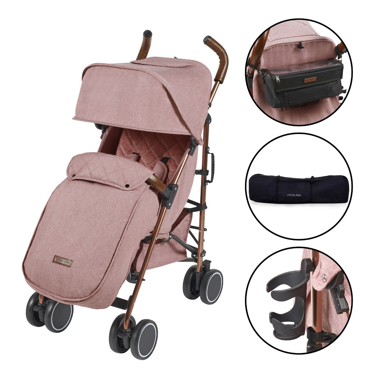 Ickle Bubba Discovery Prime Stroller - Rose Gold/Dusky Pink