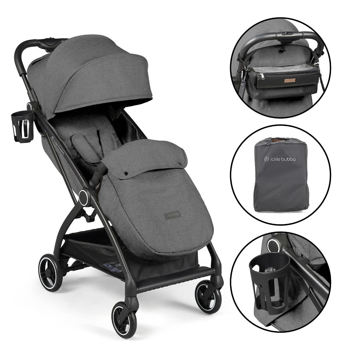 Ickle Bubba Aries Prime Auto-Fold Stroller - Graphite Grey