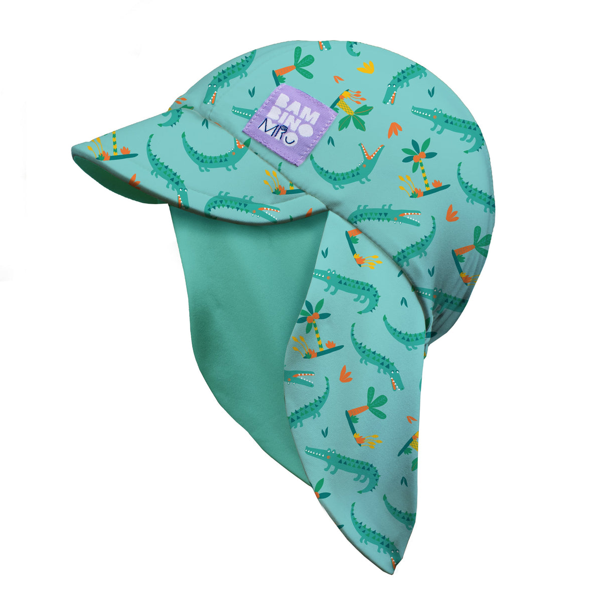 UPF 40+ Reversible Swim Hat for Babies and Toddlers in Crafty Croc