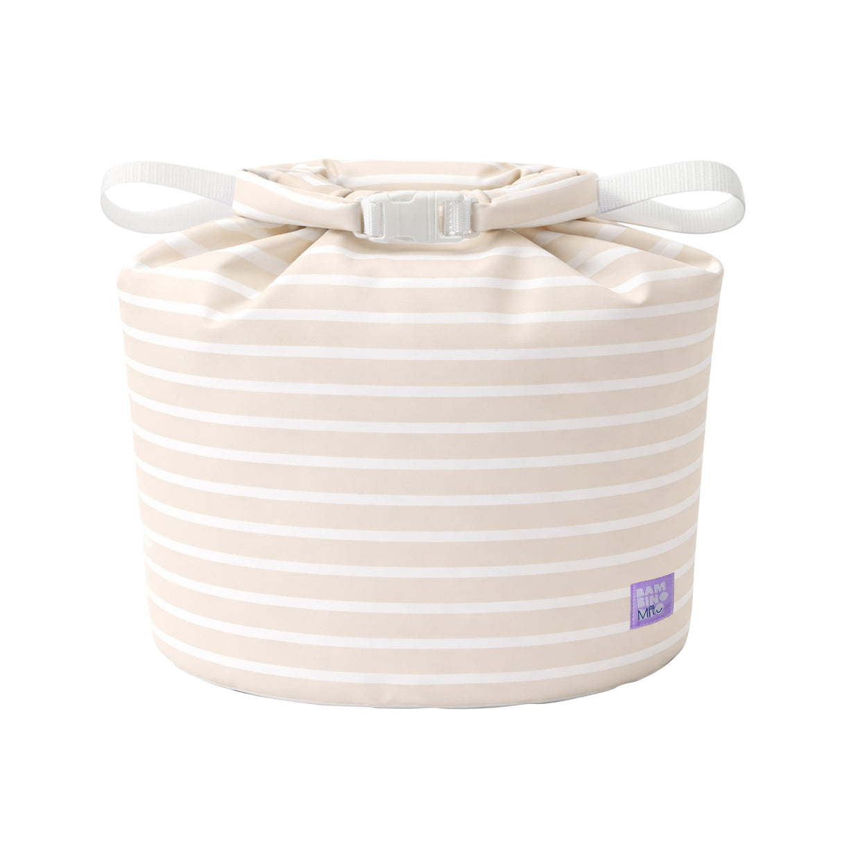 Stay-At-Home Waterproof Wet Nappy Bag in Neutral Stripe