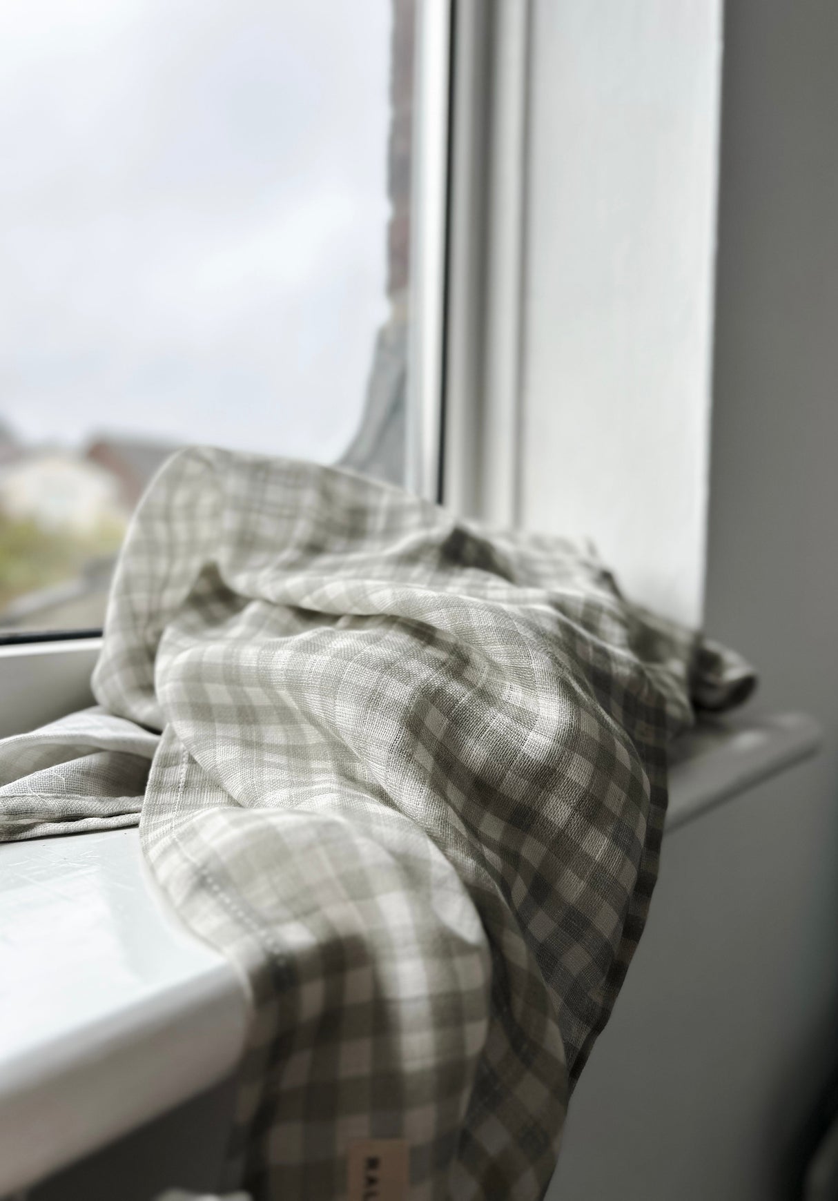 Gingham Sage Large Swaddle Muslin