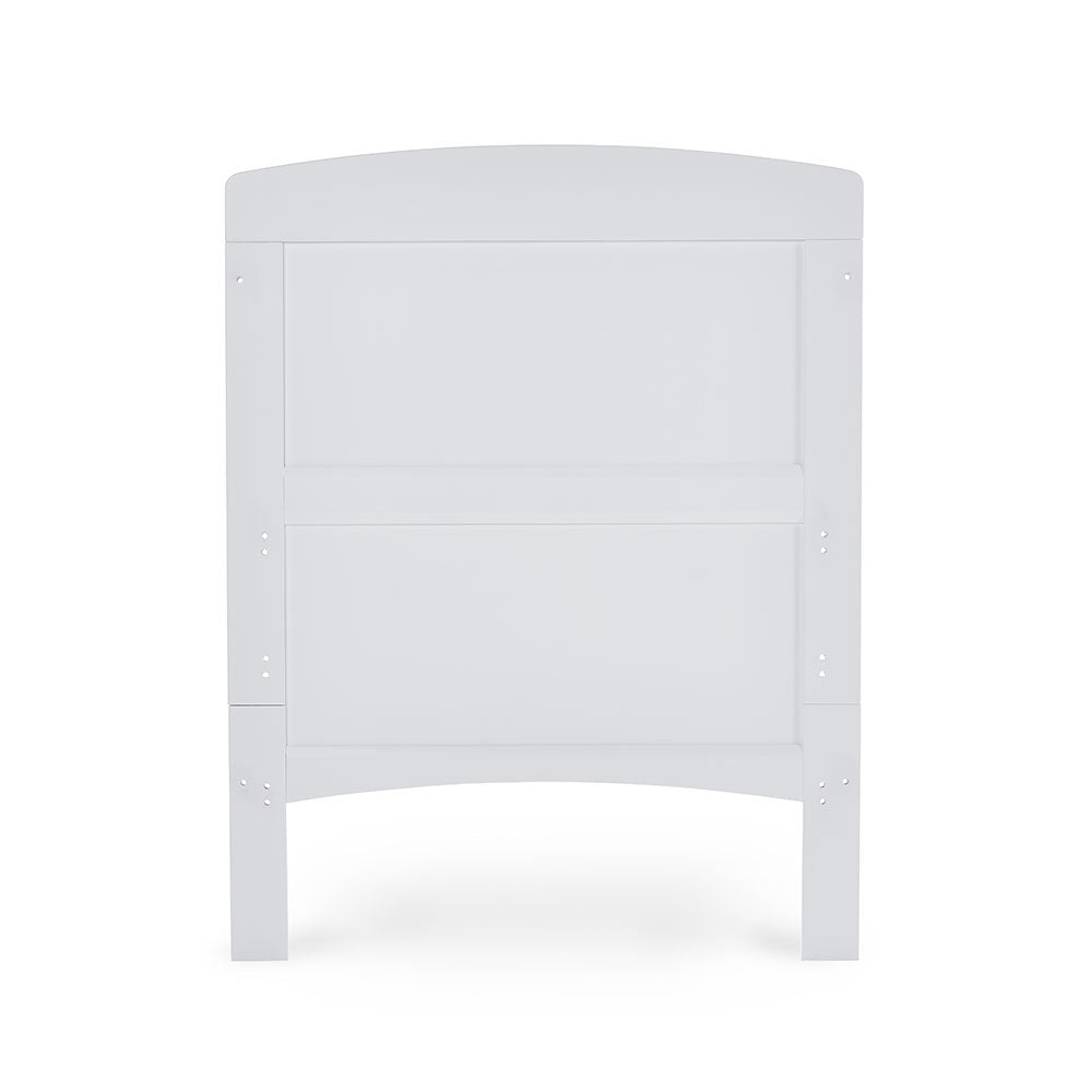 Obaby Grace Cot Bed, Cot Top Changer + Fibre Mattress - White