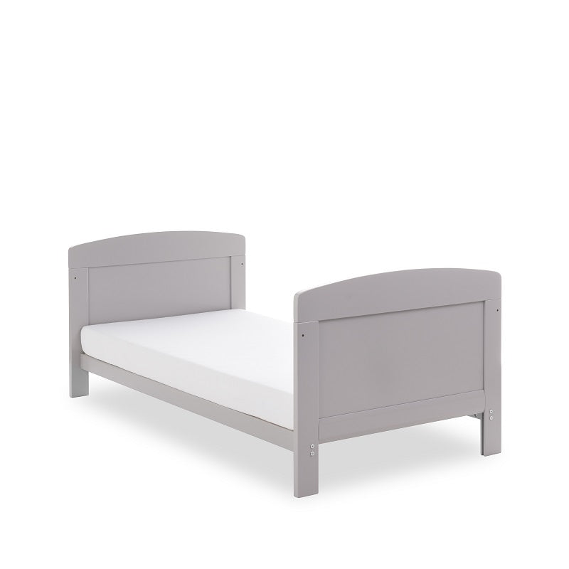 Obaby Grace Cot Bed, Cot Top Changer + Fibre Mattress - Warm Grey