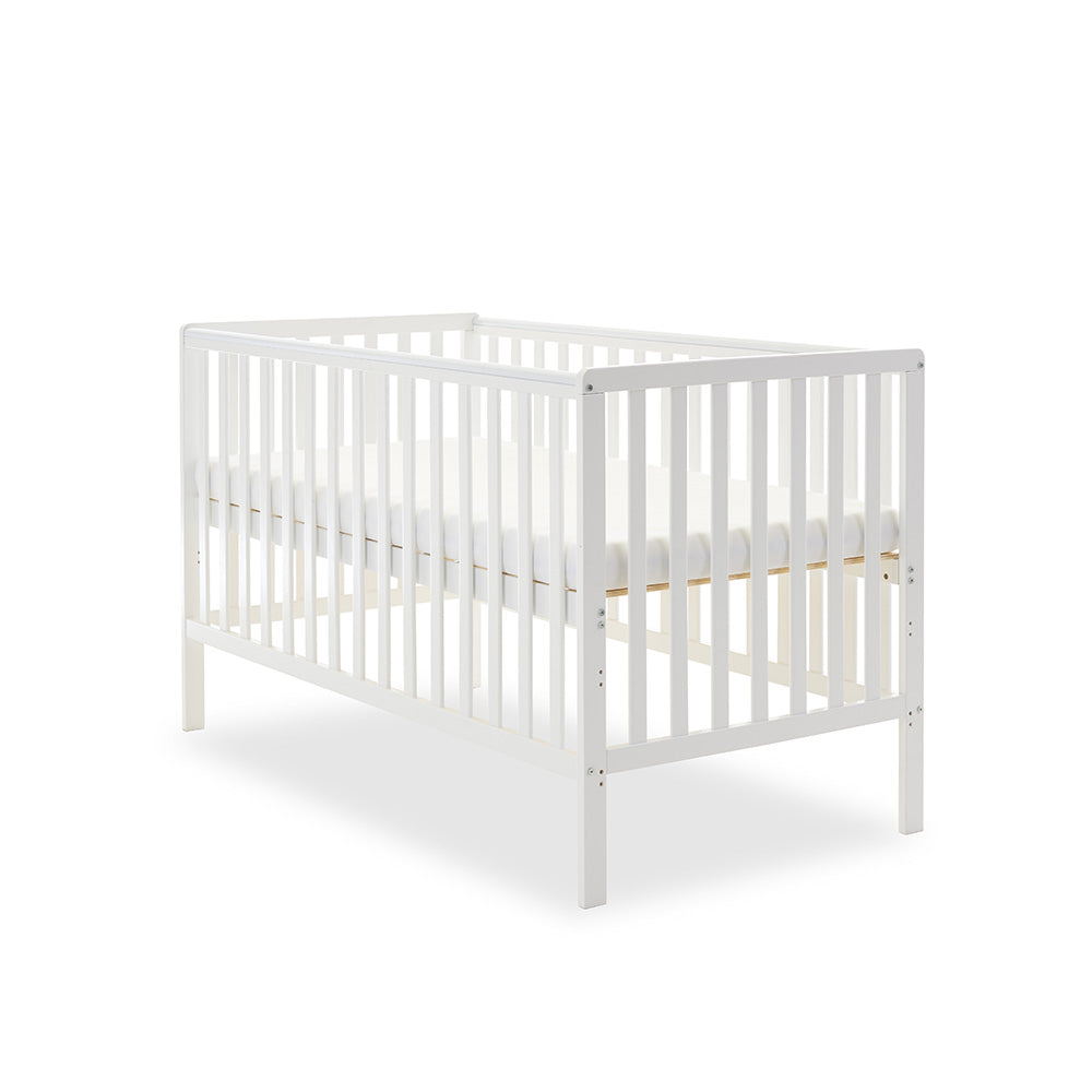 Obaby Bantam Cot Bed + Fibre Mattress - White