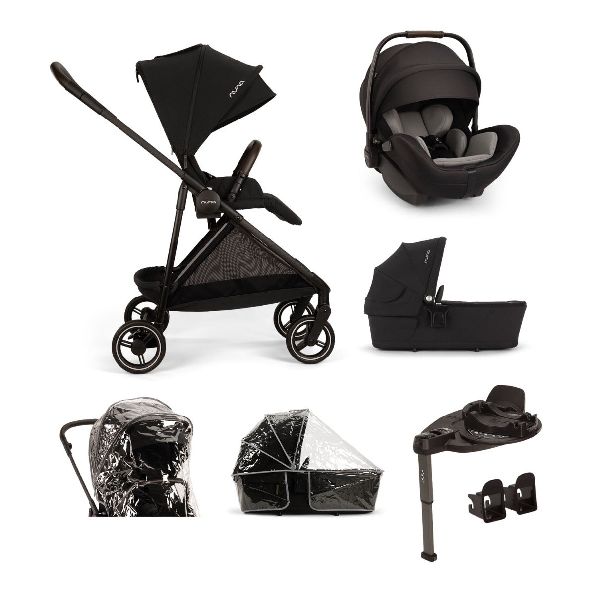 Nuna IXXA Next with ARRA Flex & Base Curv Travel System Bundle - Caviar