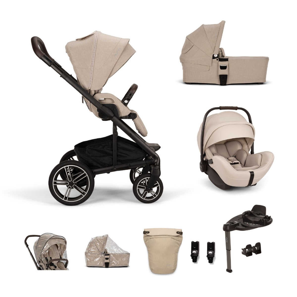 Nuna MIXX Next with ARRA Flex & Base Curv Travel System Bundle - Biscotti