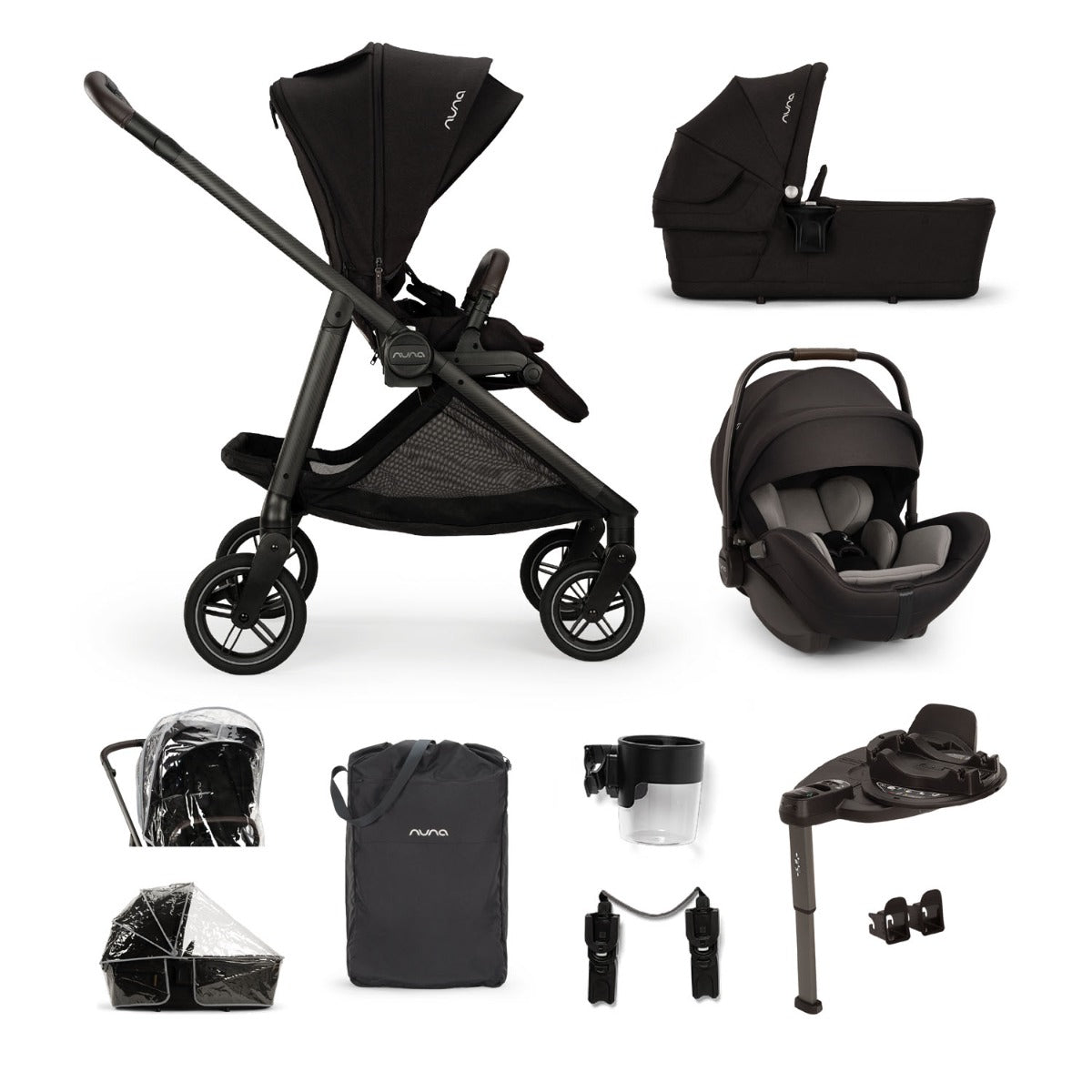 Nuna SWIV Next with ARRA Flex & Base Curv Travel System Bundle - Caviar