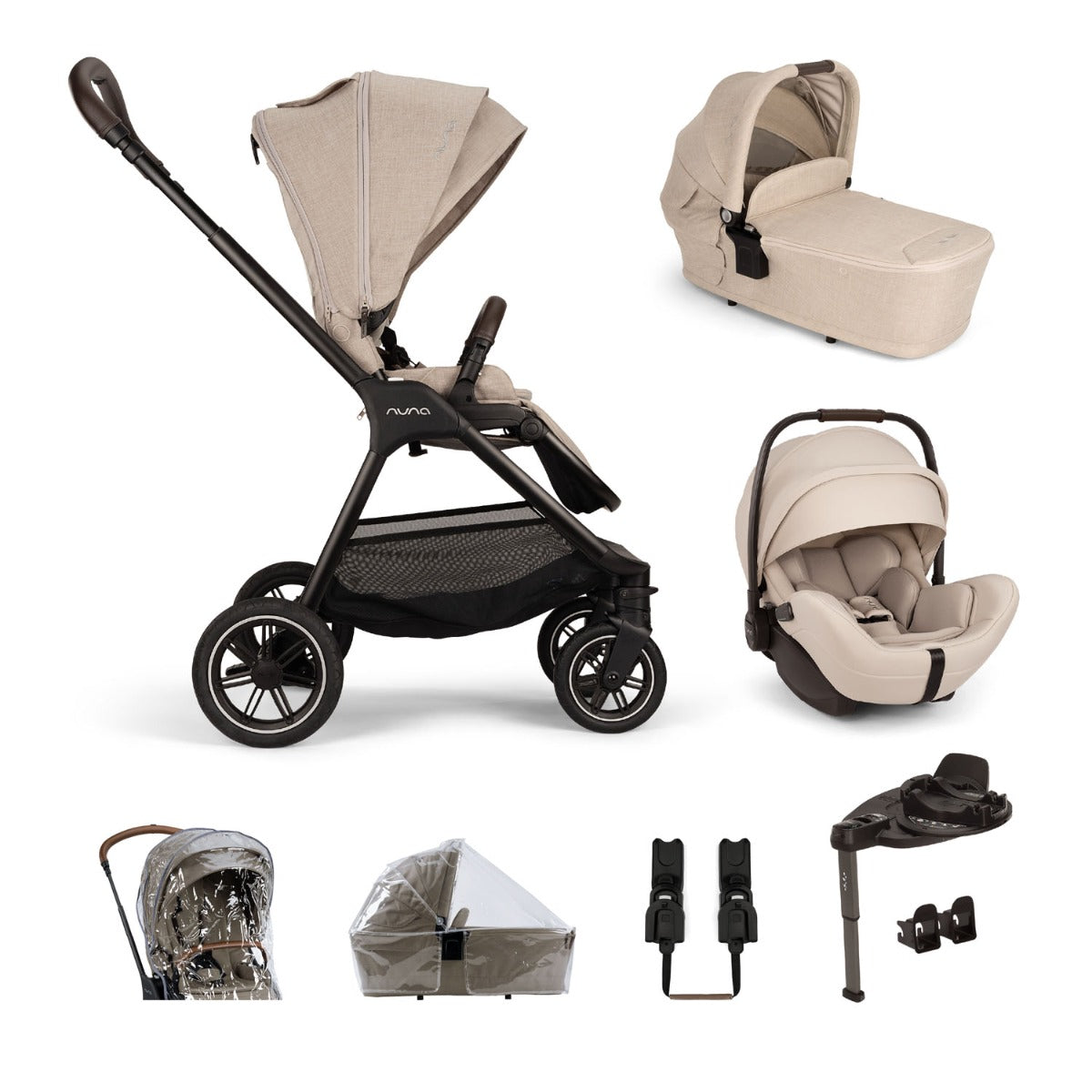 Nuna TRIV Next with ARRA Flex & Base Curv Travel System Bundle - Biscotti