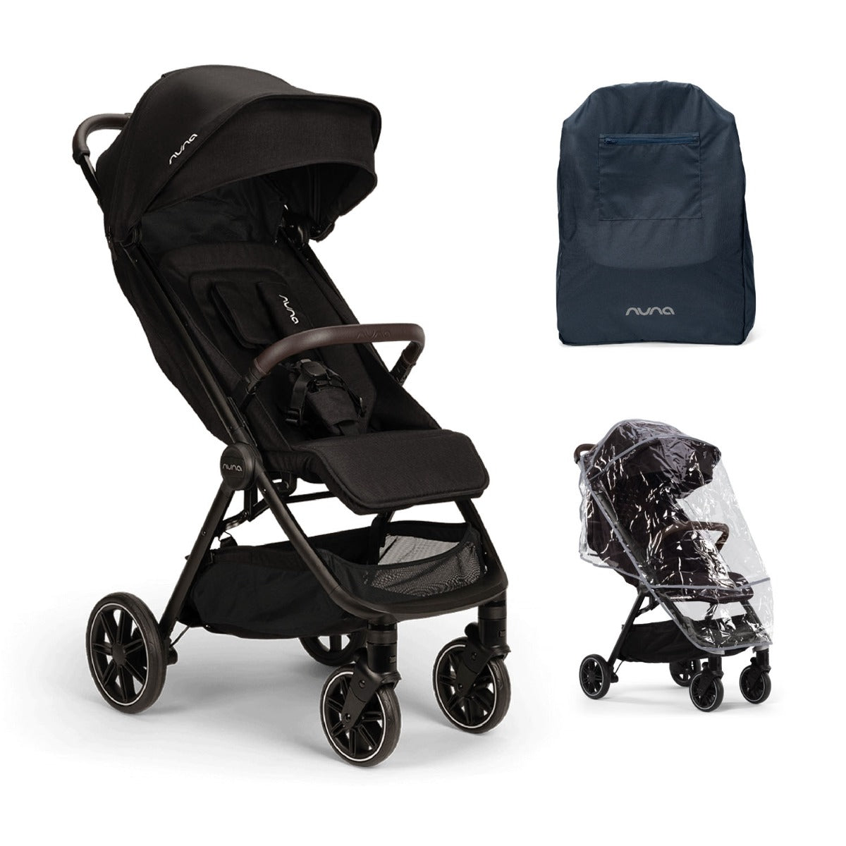 Nuna TRVL LX Compact Stroller with Raincover & Travel Bag - Caviar